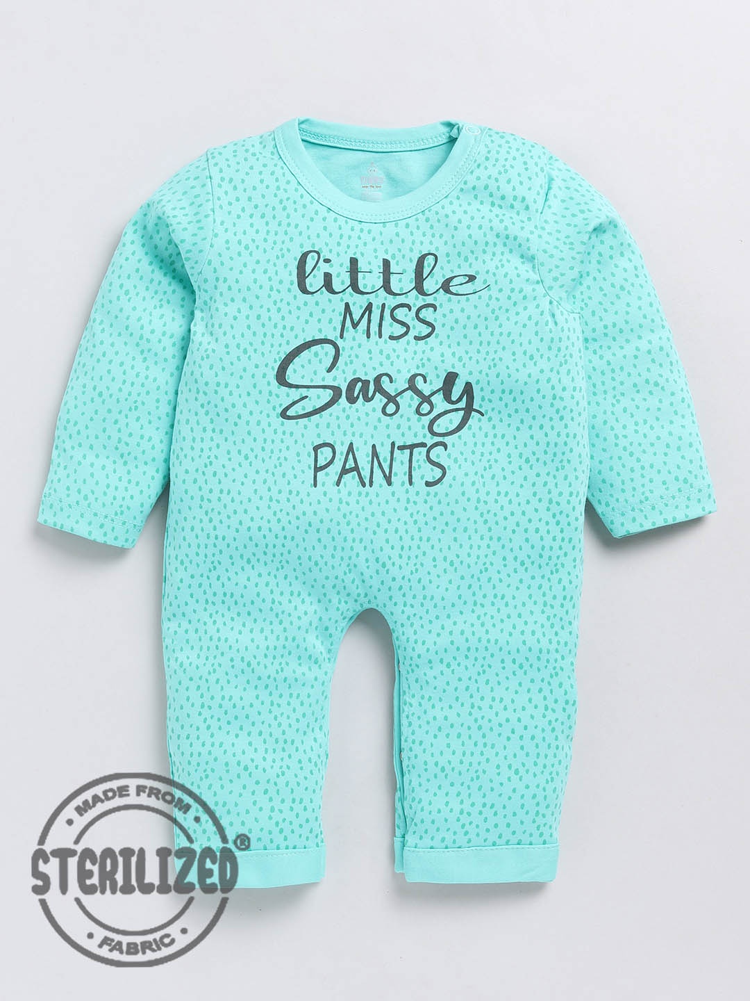 

Moms Love Girls Typography Printed Cotton Rompers, Green