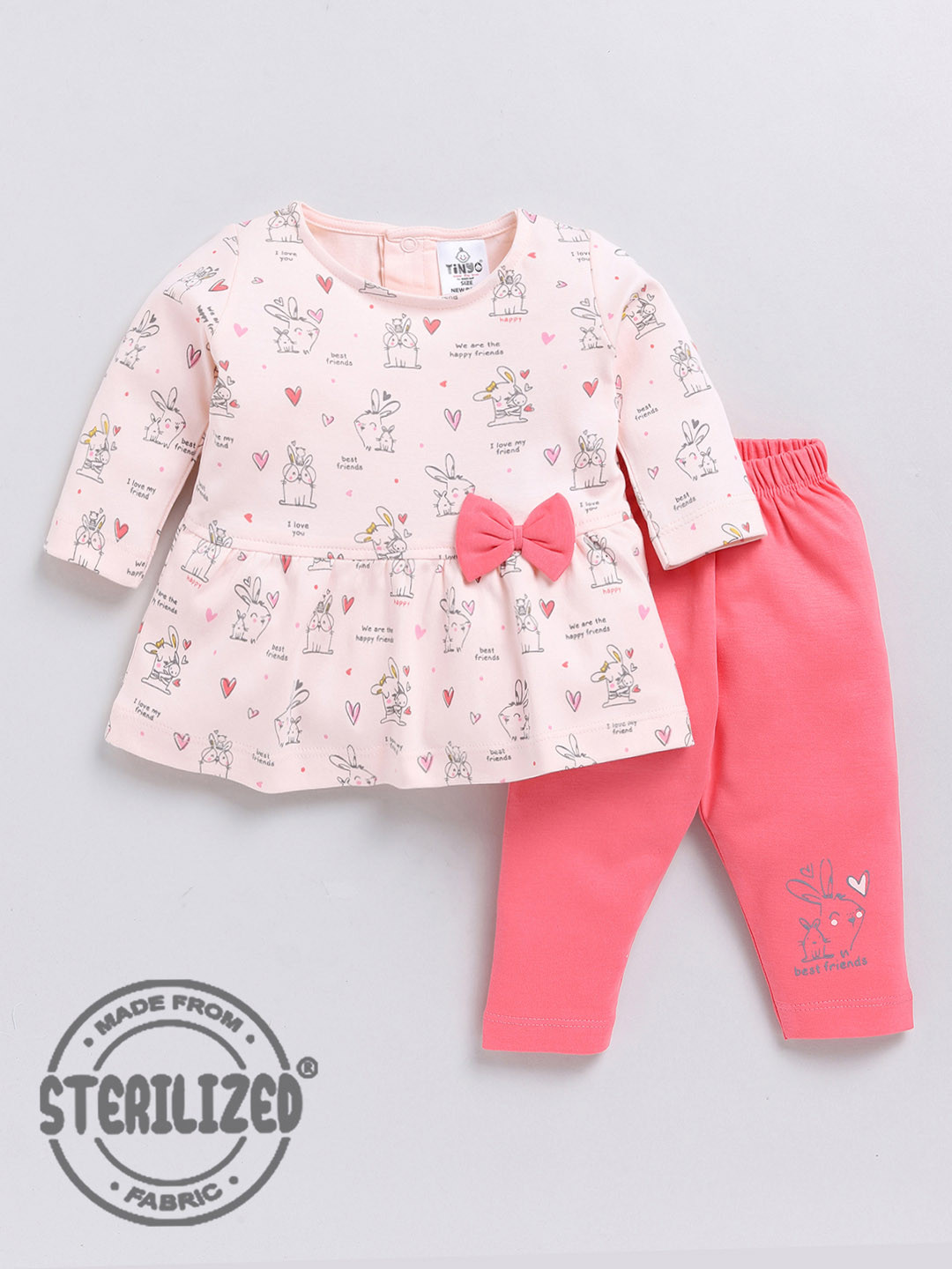 

Moms Love Girls Printed Pure Cotton Top with Trousers, Pink
