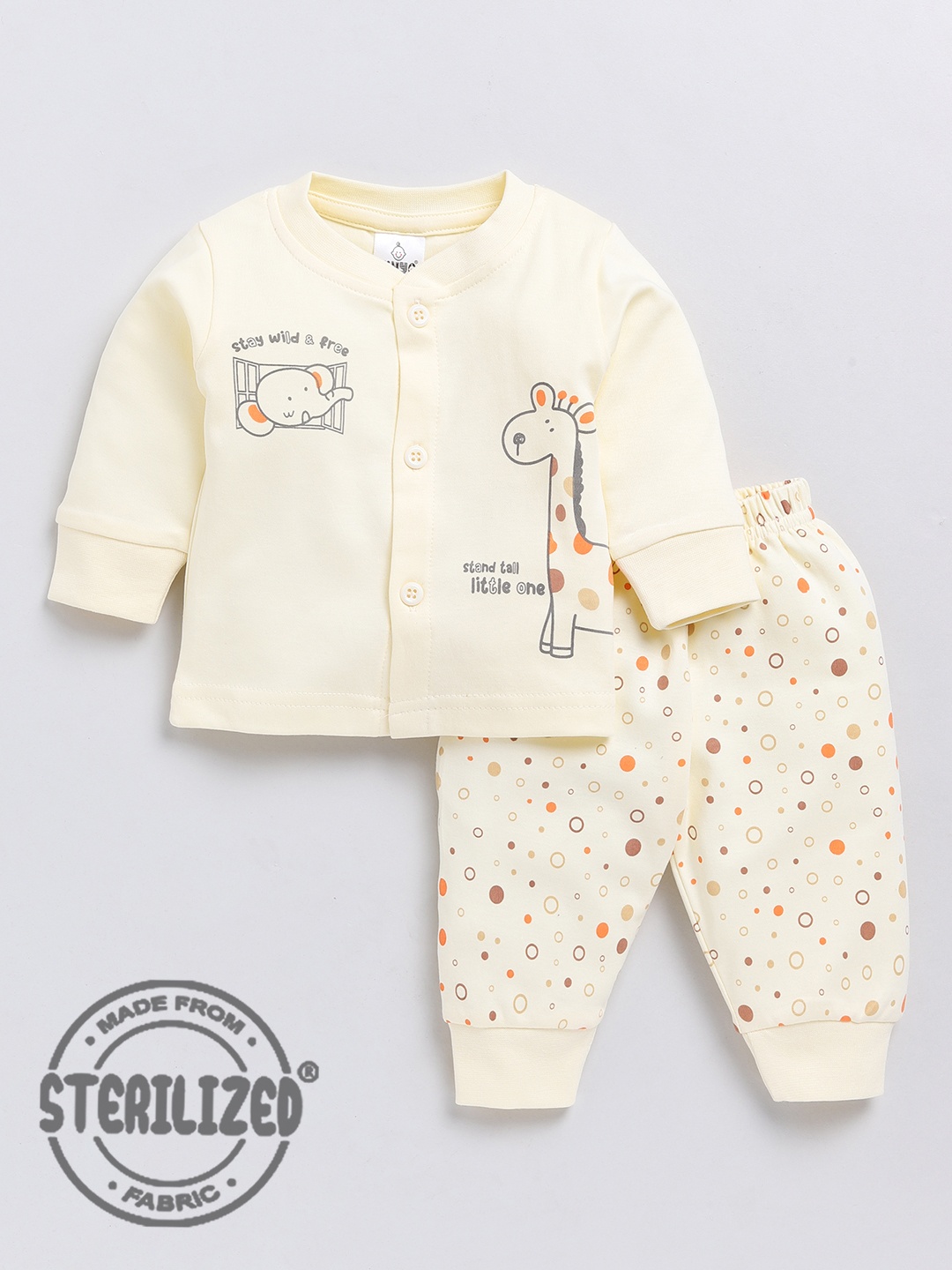 

Moms Love Infant Printed Pure Cotton Shirt with Trousers, Cream