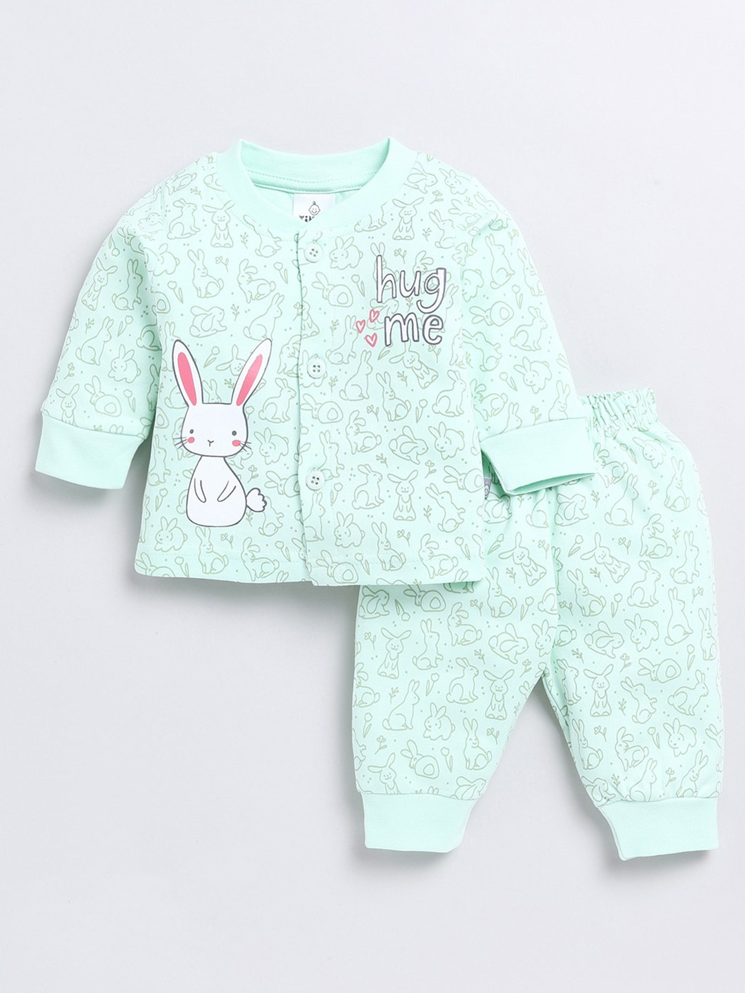 

Moms Love Infant Girls Printed Pure Cotton Shirt with Pyjamas, Green