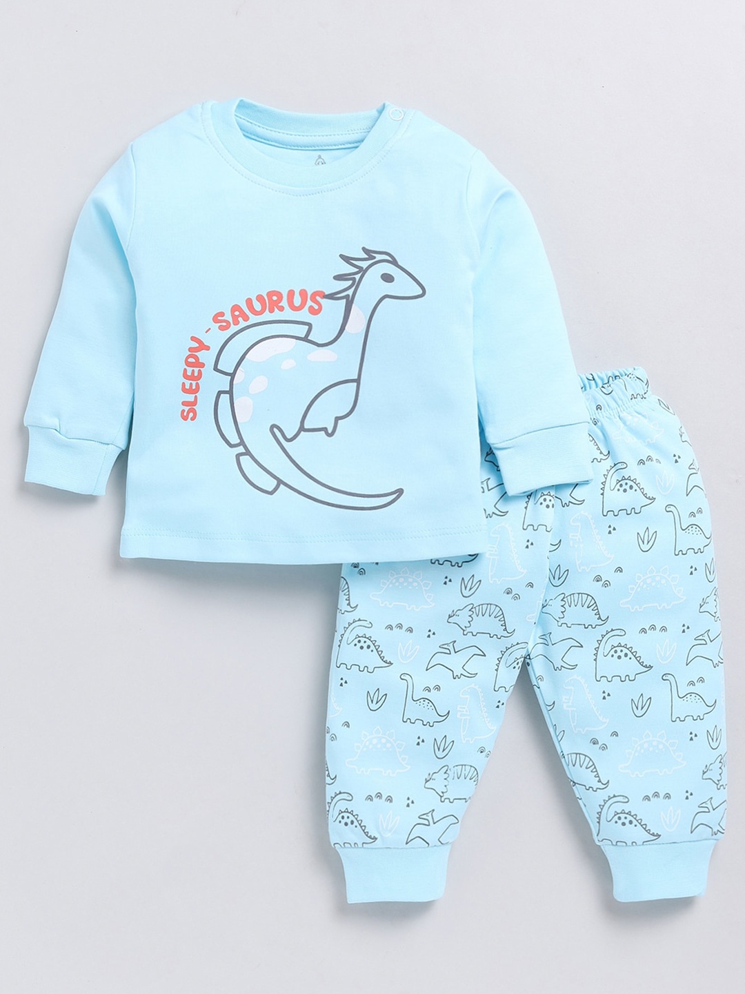

Moms Love Infant Girls Printed Pure Cotton T-shirt with Pyjamas, Blue
