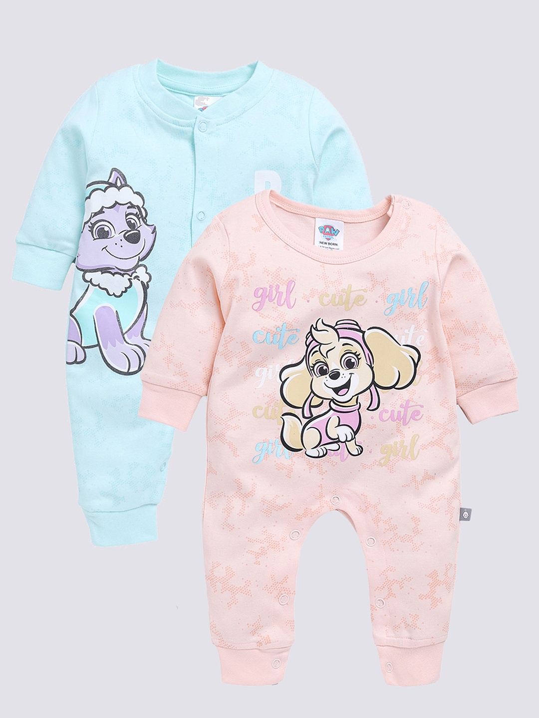 

Moms Love Girls Pack Of 2 Graphic Printed Cotton Rompers, Pink
