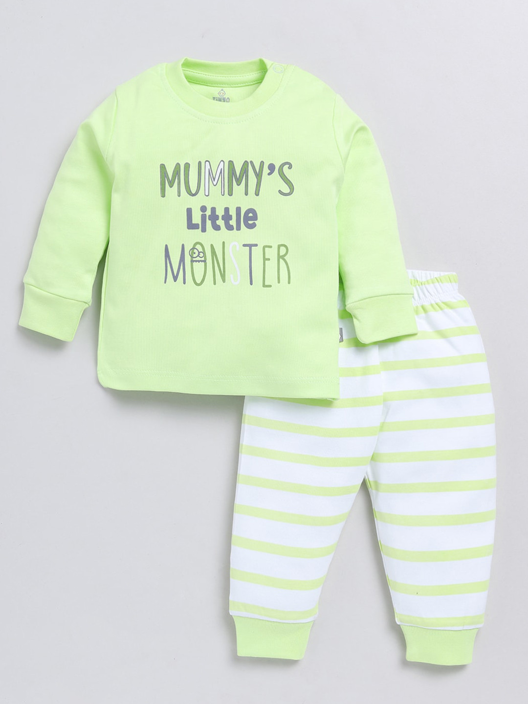 

Moms Love Infant Boys Printed Pure Cotton T-shirt with Pyjamas, Green