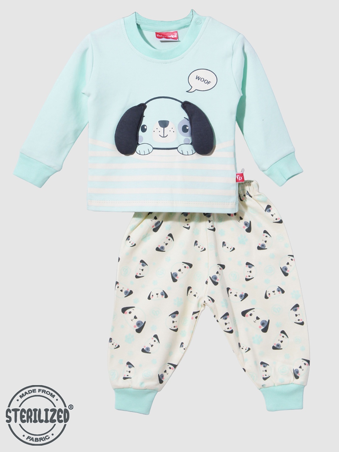 

Moms Love Infant Boys Printed Pure Cotton T-shirt with Pyjamas, Green