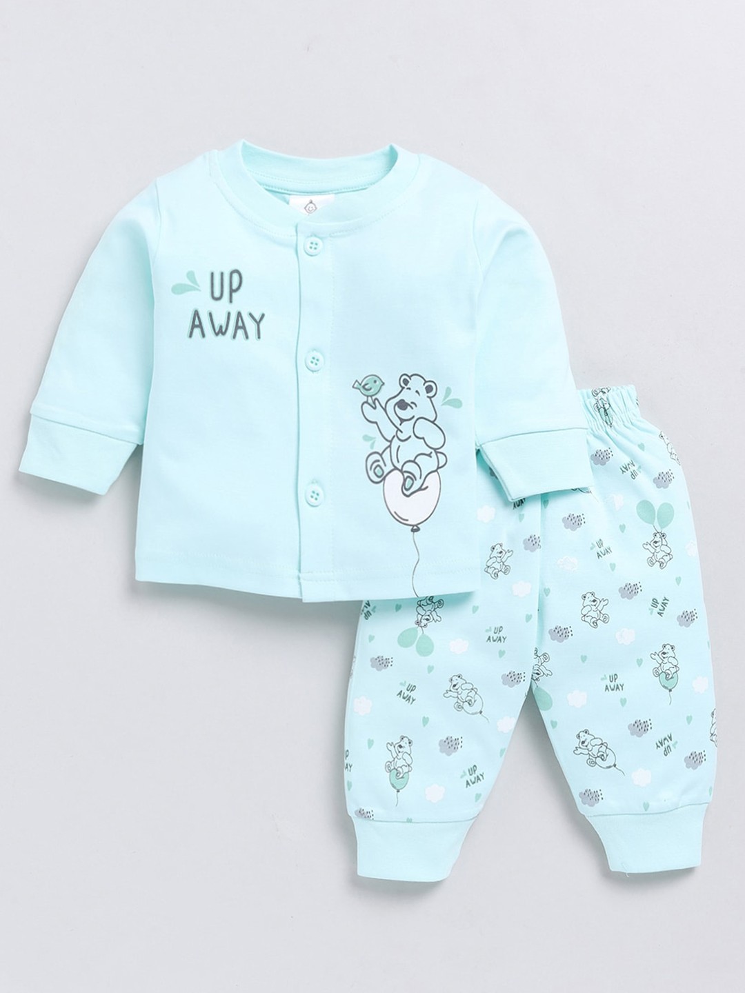 

Moms Love Infants Printed Pure Cotton T-shirt with Pyjamas, Green