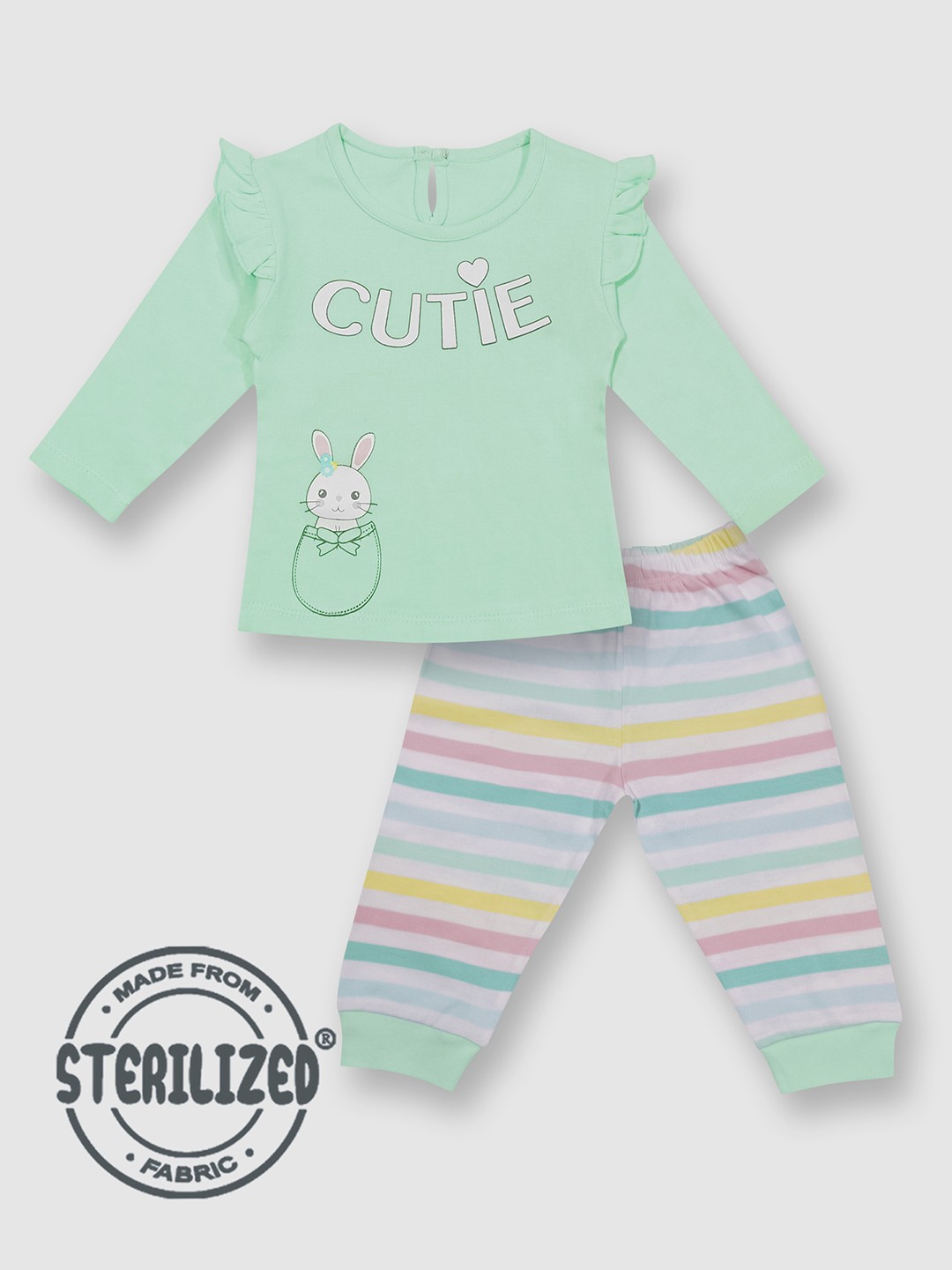 

Moms Love Infant Girls Graphic Printed Pure Cotton Top with Trousers, Blue