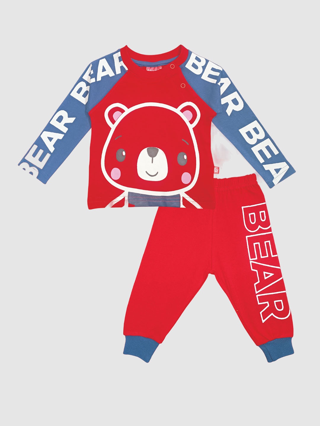 

Moms Love Boys Graphic Printed Pure Cotton T-shirt with Pyjamas, Red