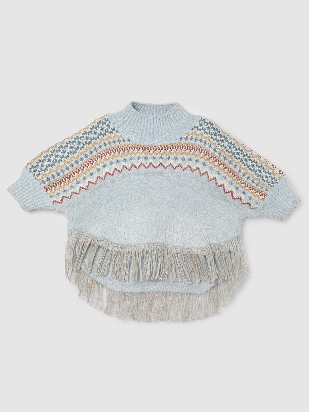

max Girls Cable Knit Mock Collar Pullover, Blue