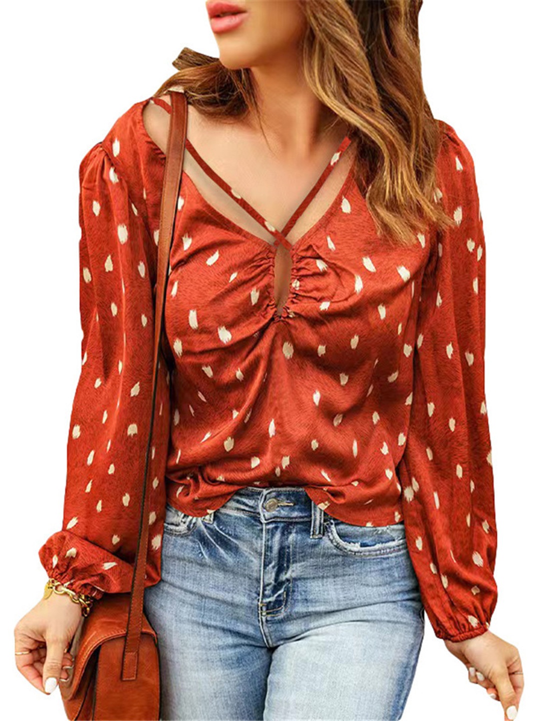 

StyleCast Brown Abstract Printed Cotton Top