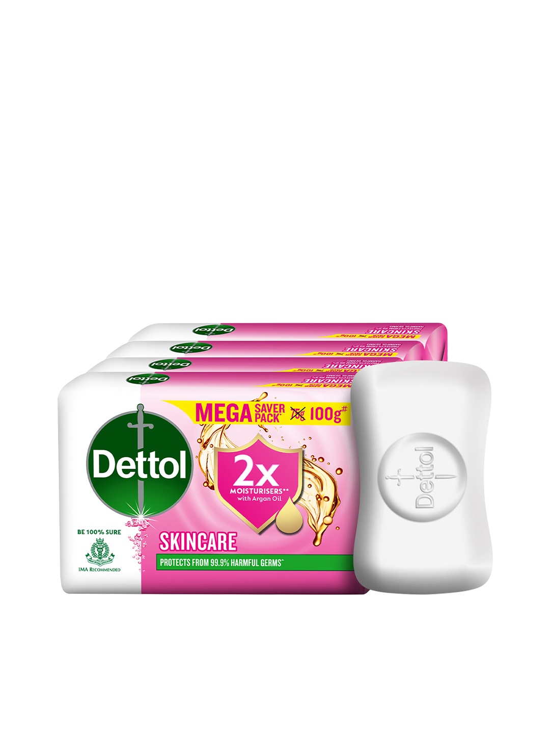 

Dettol Set of 4 Skincare Moisturizing Beauty Bathing Soap - 100g each, Pink