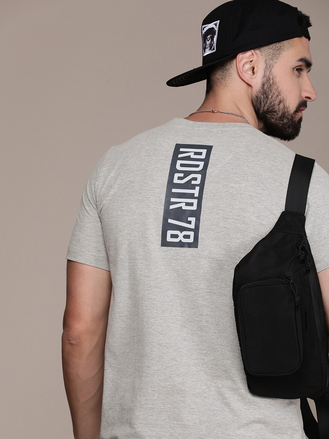 

Roadster Men Typography Printed T-shirt, Grey melange