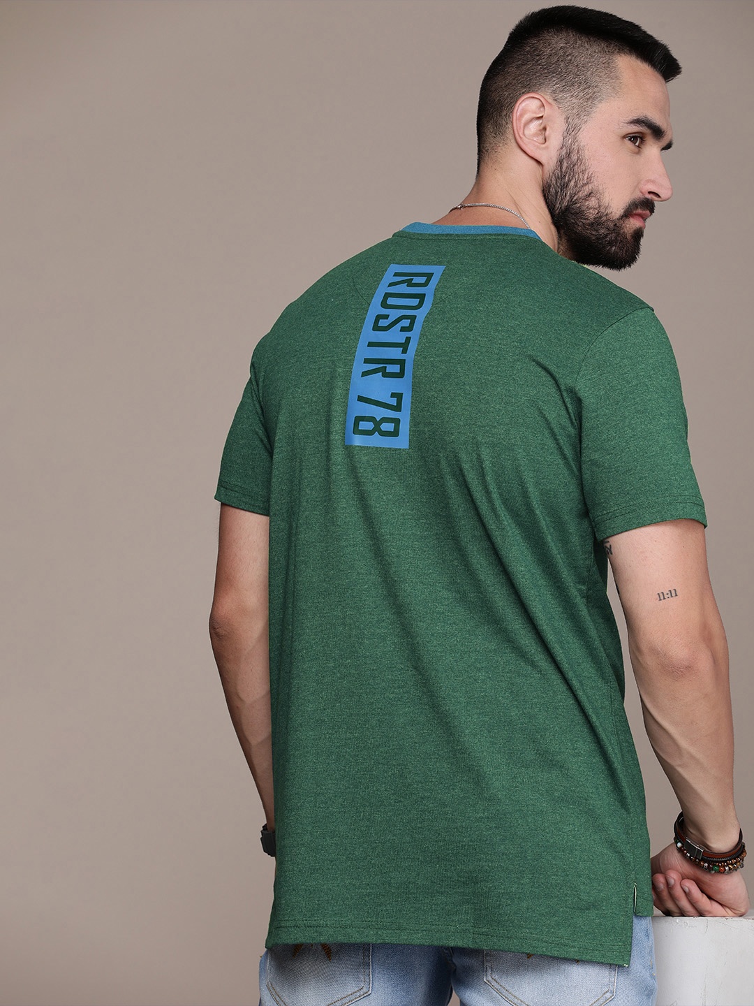 

Roadster Men Typography Printed T-shirt, Green