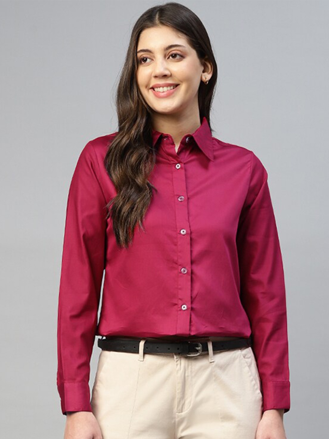 

DEEBACO Modern Fit Formal Shirt, Burgundy