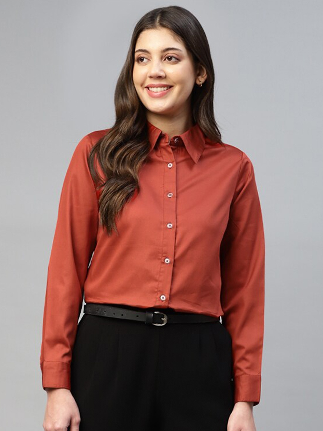 

DEEBACO Modern Fit Formal Shirt, Rust