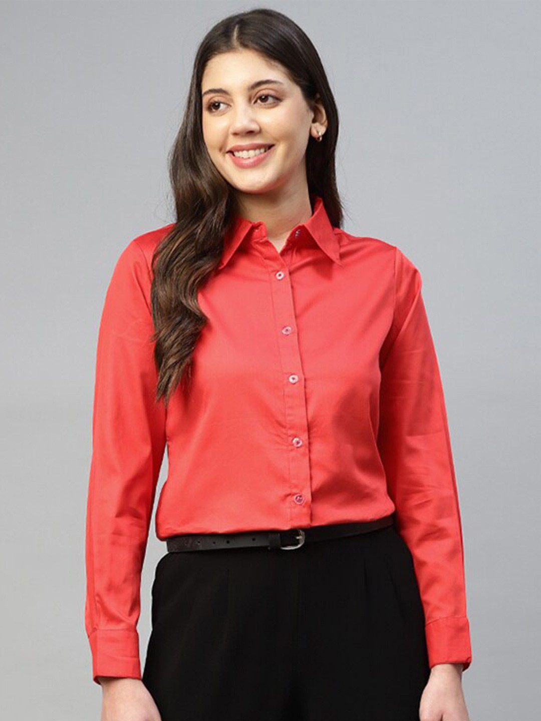 

DEEBACO Modern Fit Formal Shirt, Red