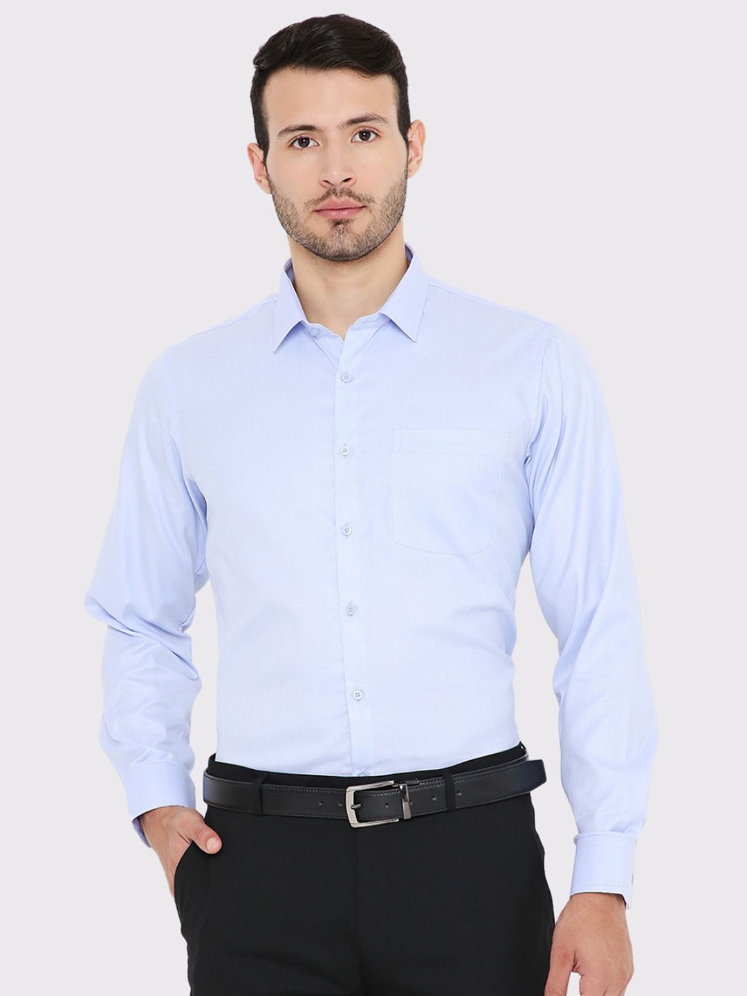 

Maharaja India Slim Spread Collar Linen Formal Shirt, Blue