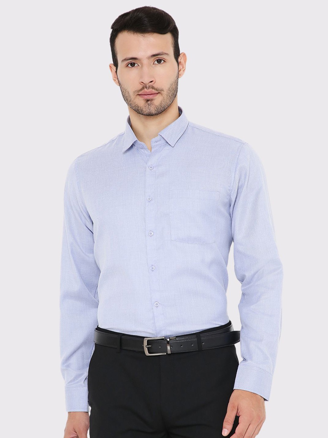 

Maharaja India Slim Spread Collar Linen Formal Shirt, Blue