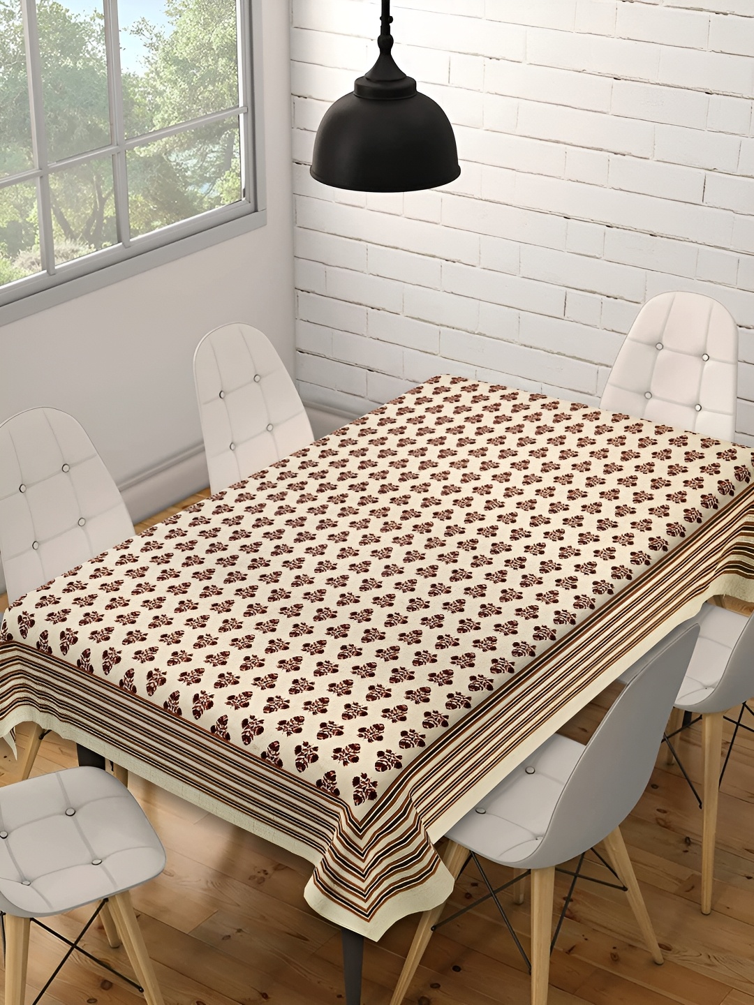 

Texstylers Multicoloured Floral Anti-Slip Cotton 6-Seater Table Cover, Multi