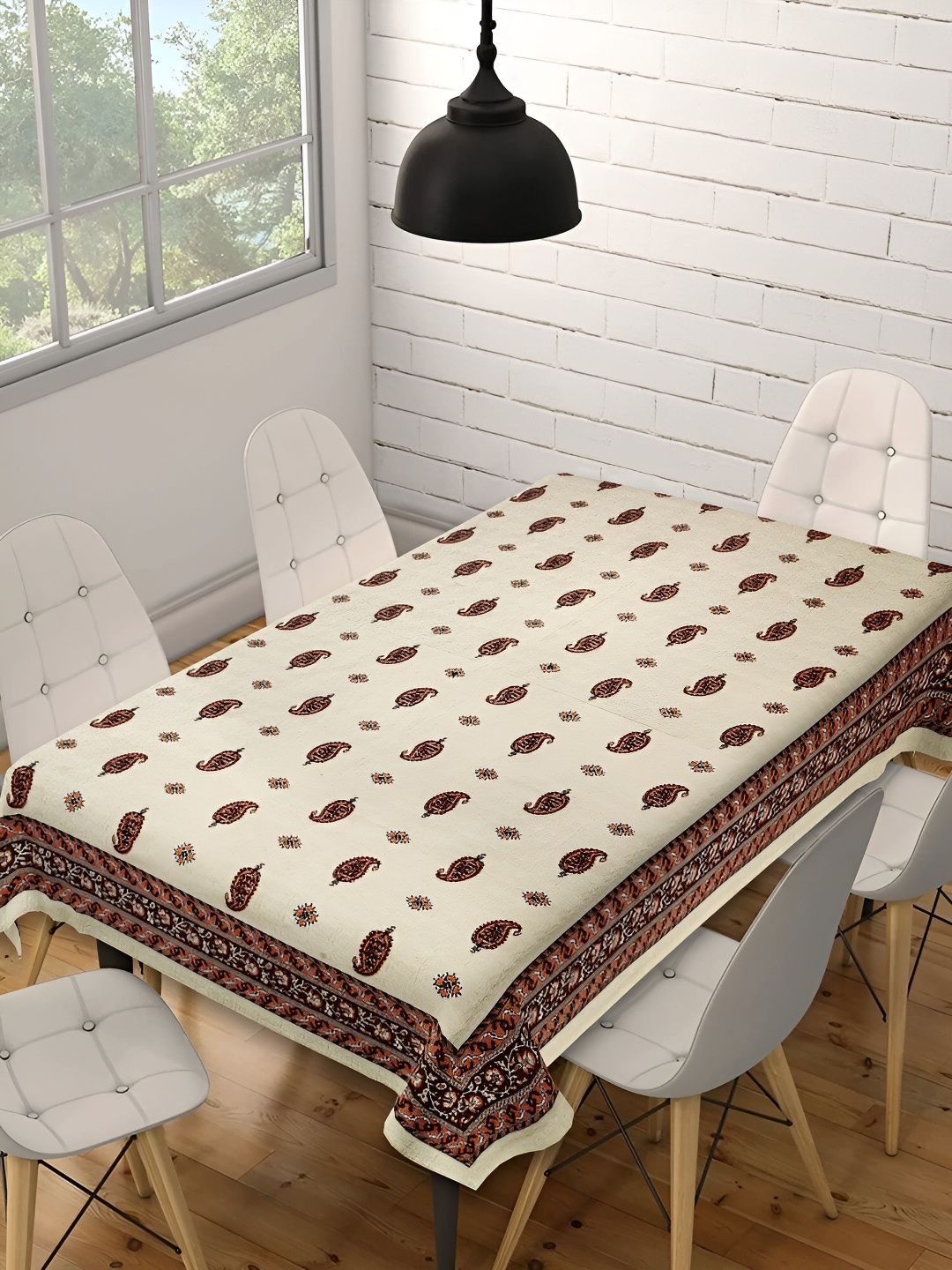 

Texstylers Beige & Brown Ethnic Motifs Printed Cotton Table Cover