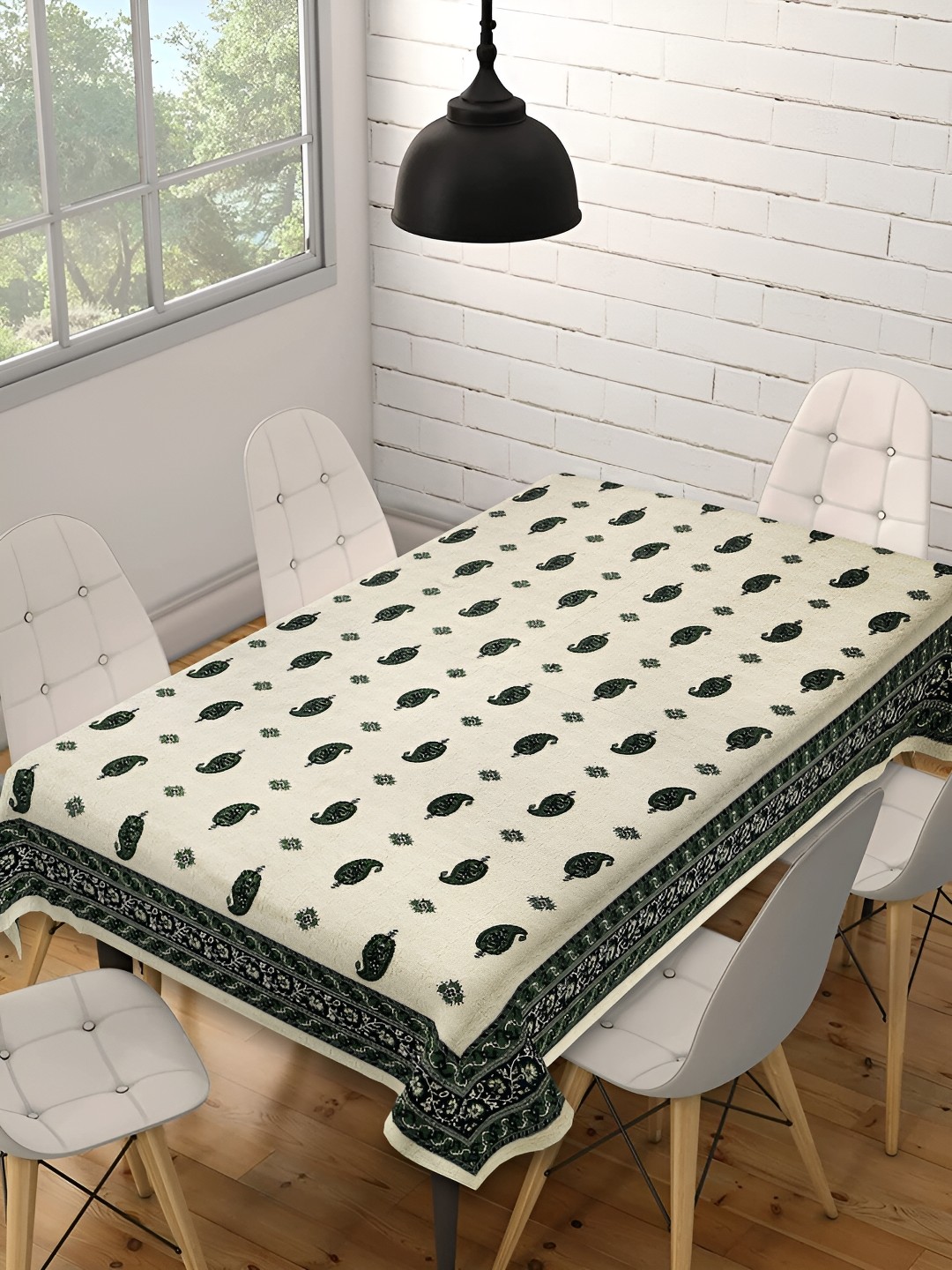 

Texstylers Beige & Green Ethnic Motifs Printed Cotton Table Cover