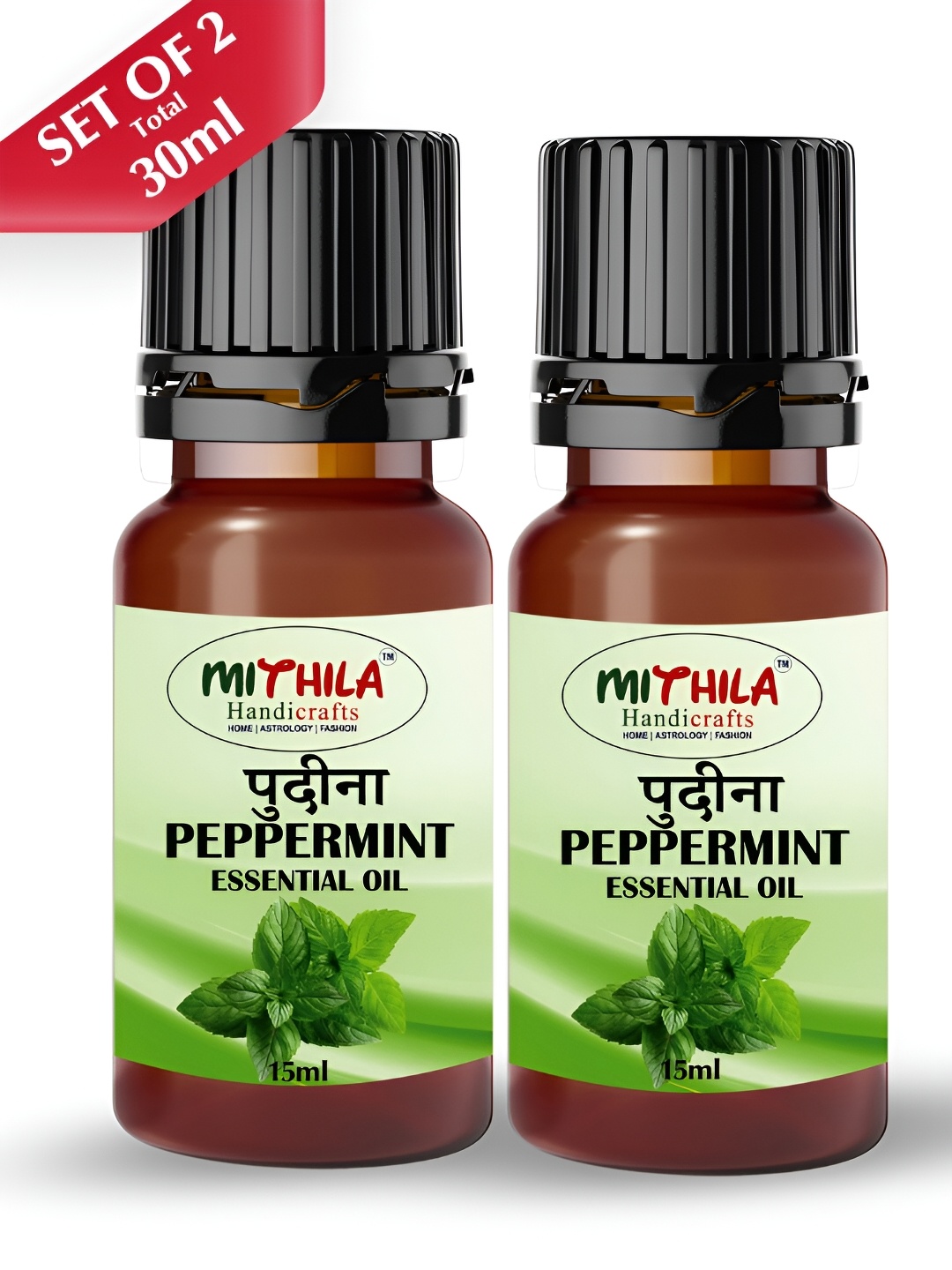 

MITHILA Handicrafts Pack Of 2 Peppermint Essential Oil, Green