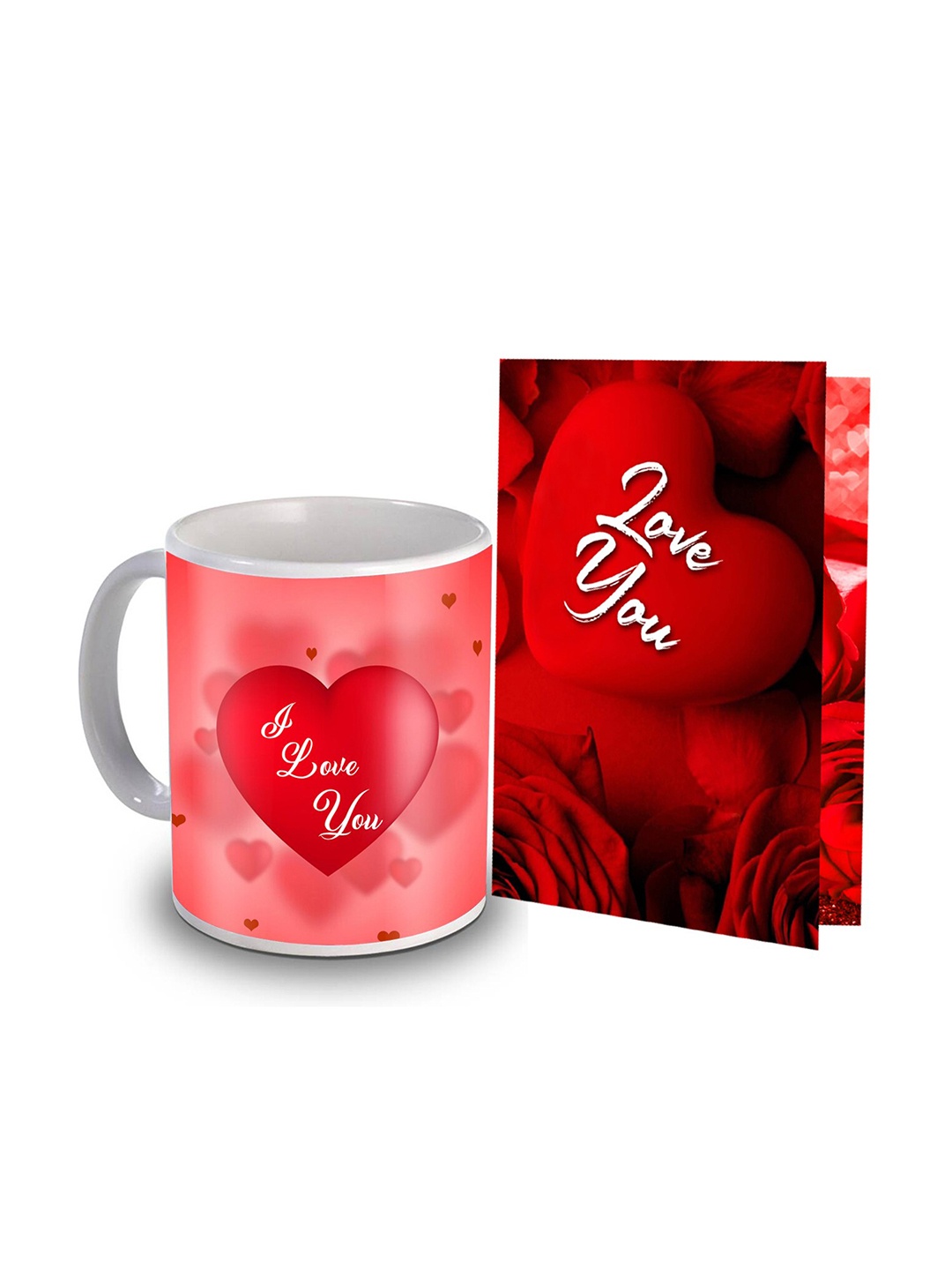 

ME & YOU Red & White 2 Pieces Printed Coffee Mug & Greeting Card Valentine Gift Sets