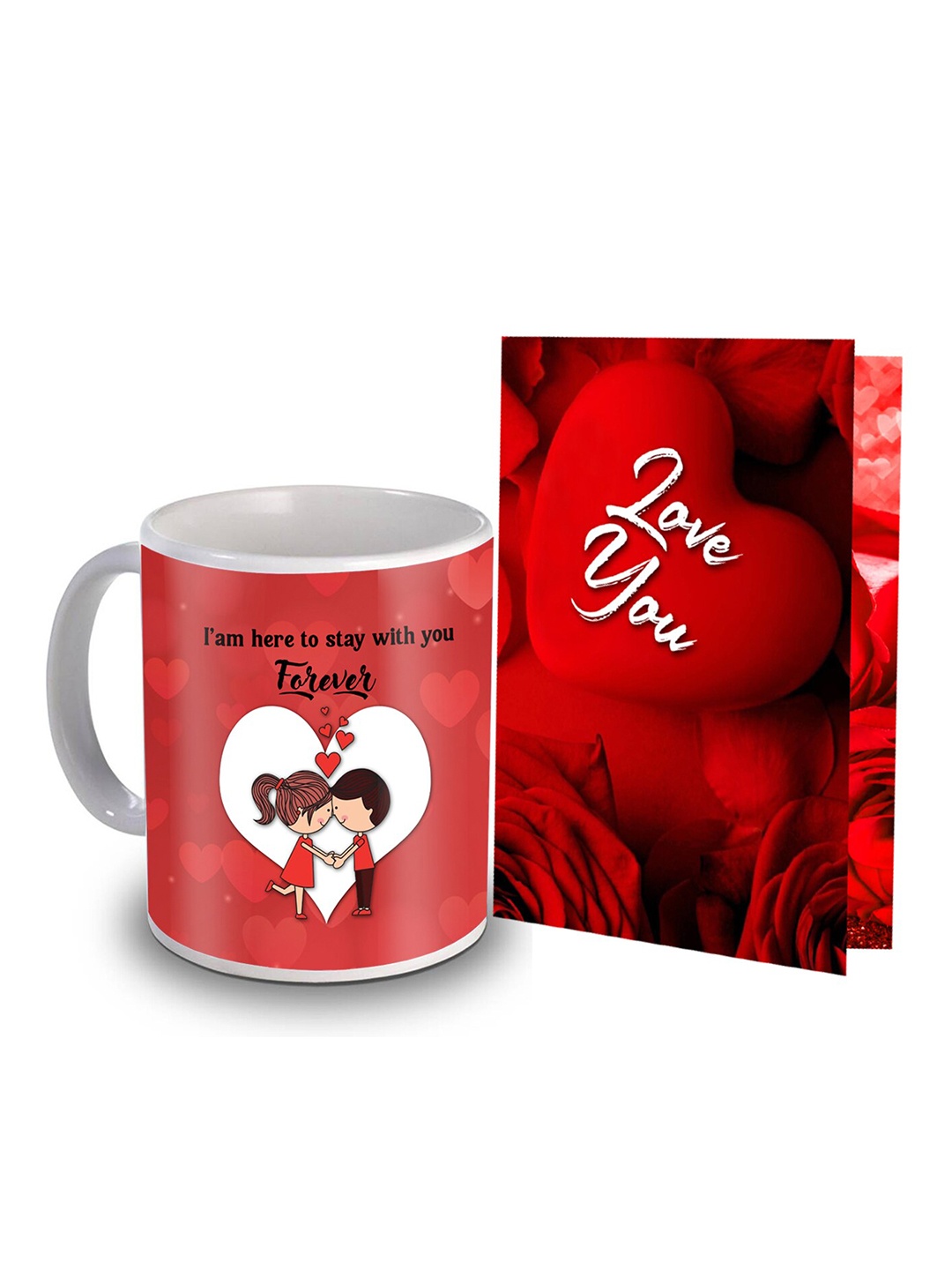 

ME & YOU Red & White Printed Ceramic Coffee Mug & Greeting Card Valentine Gift Sets