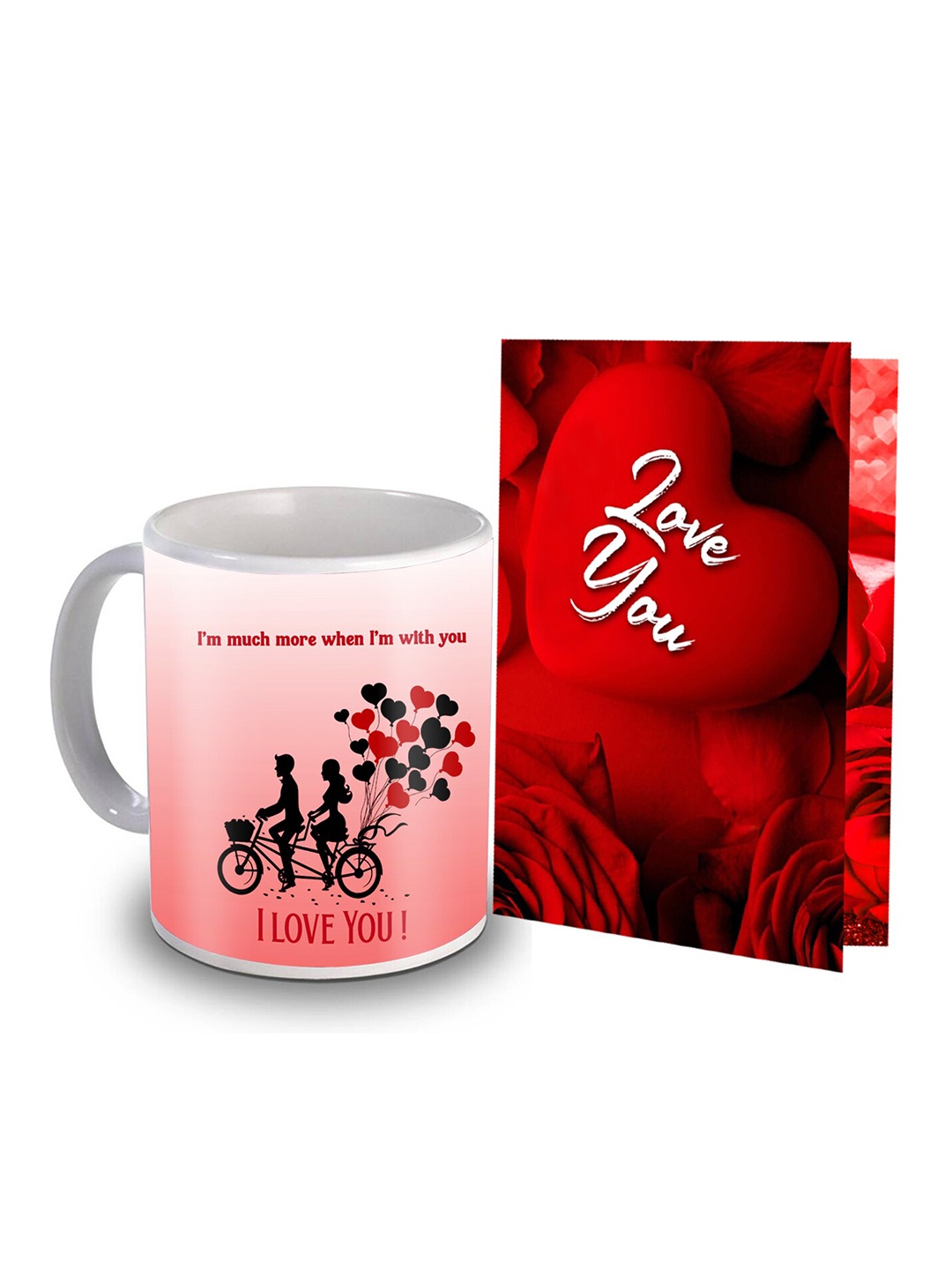

ME & YOU Red & Black 2 Pieces Printed Mug & Greeting Card Gift Set