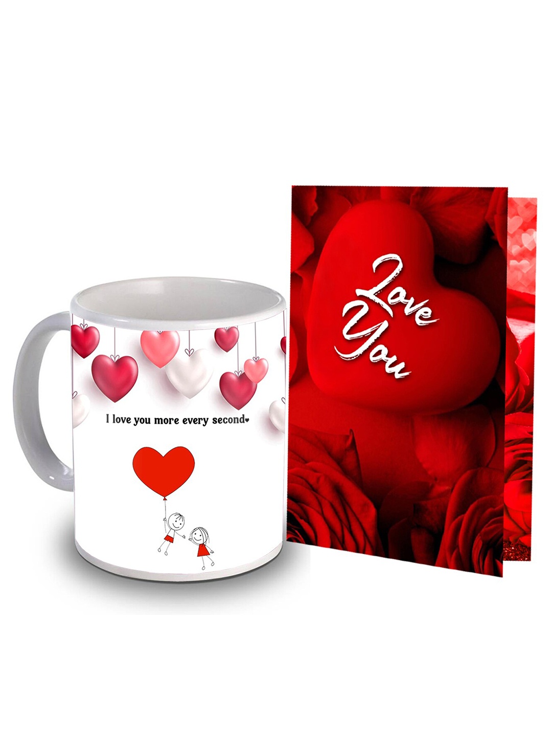 

ME & YOU Red & White 2 Pieces Printed Mug & Greeting Card Gift Set