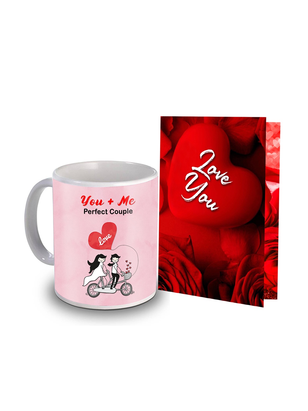 

ME & YOU Red & Pink 2 Pieces Floral Printed Mug & Greeting Card Gift Sets