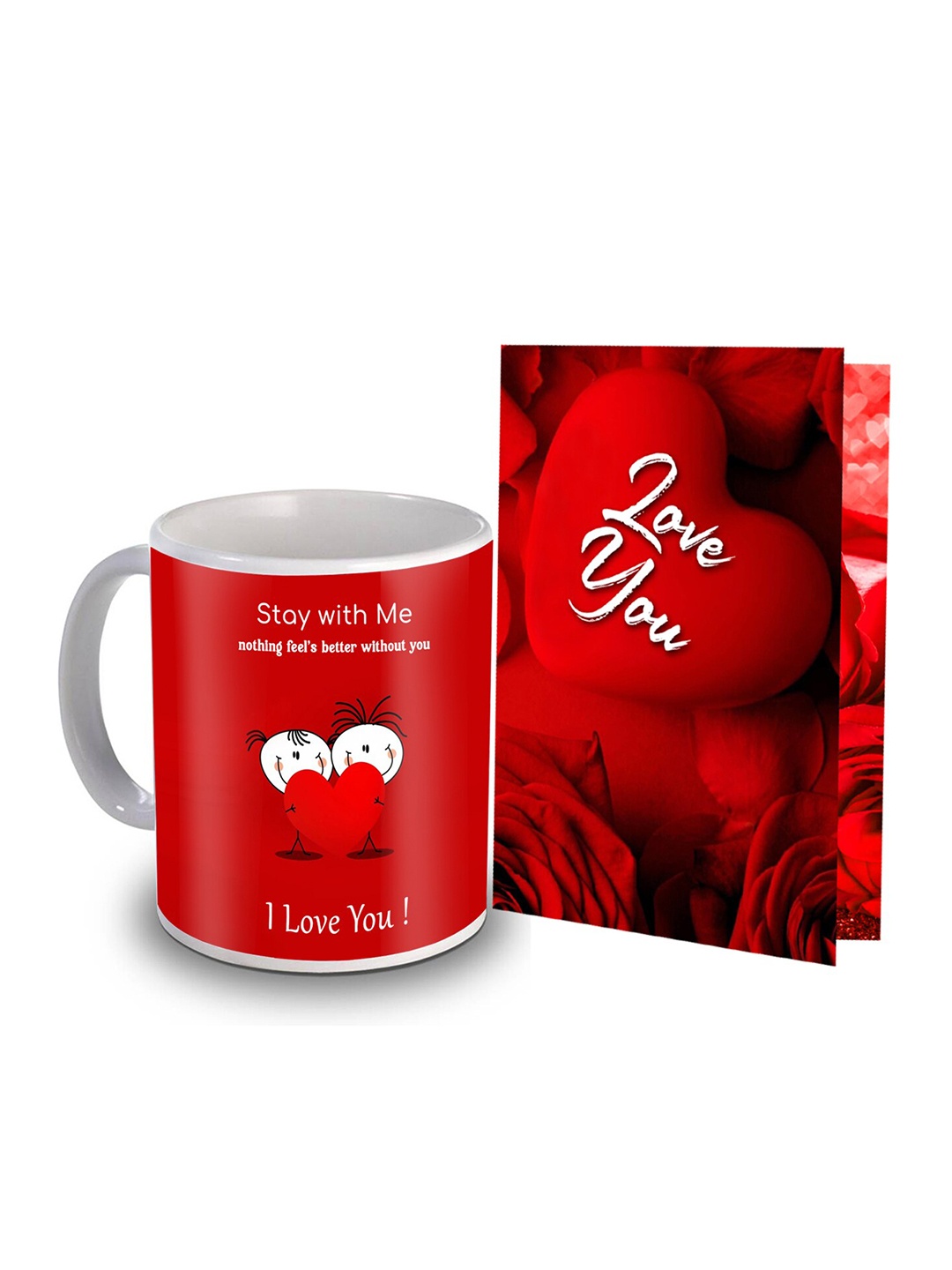 

ME & YOU Red & White 2 Pieces Printed Mug & Greeting Card Gift Set