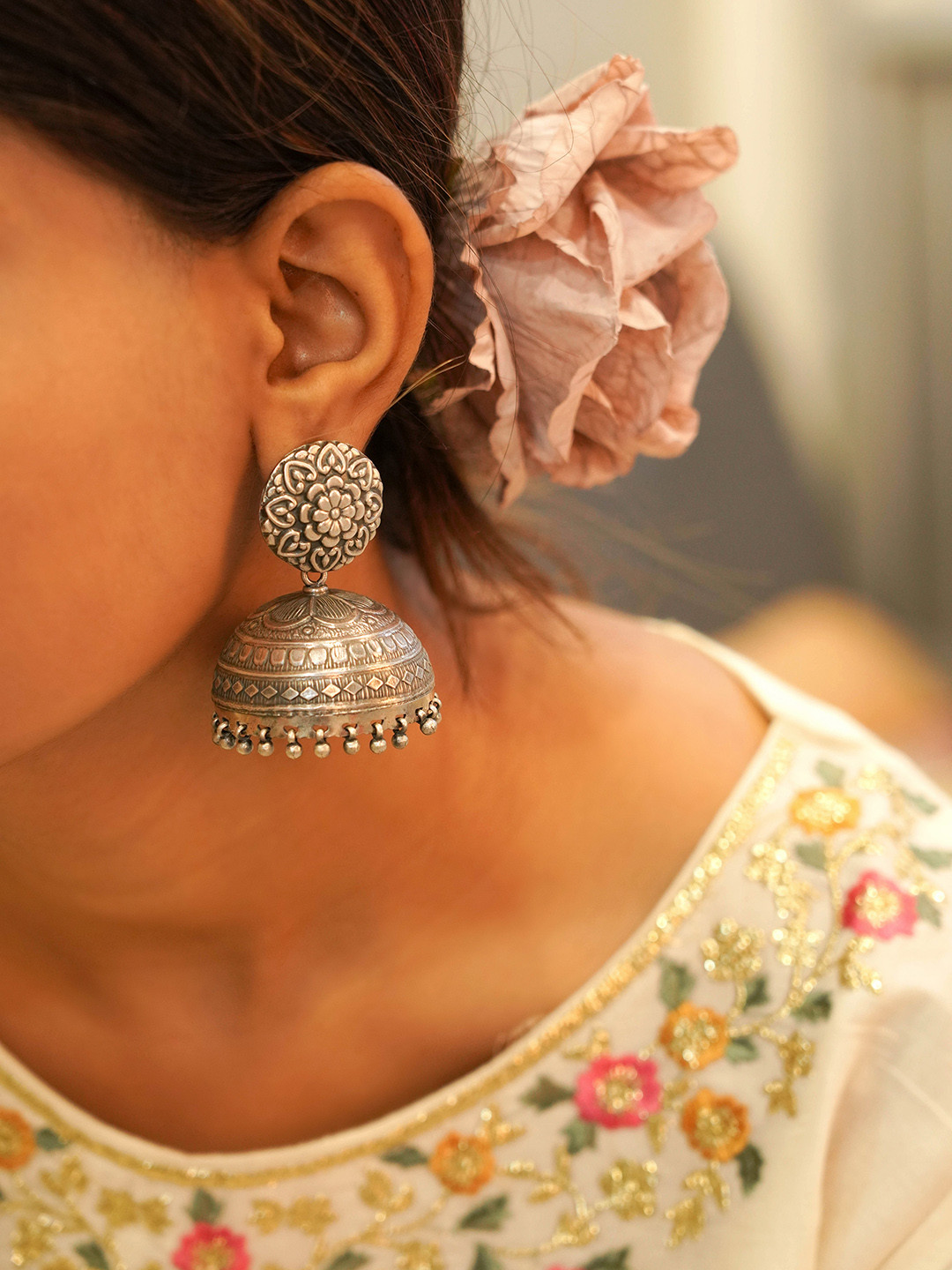 

Shyle 925 Sterling Silver Classic Jhumkas