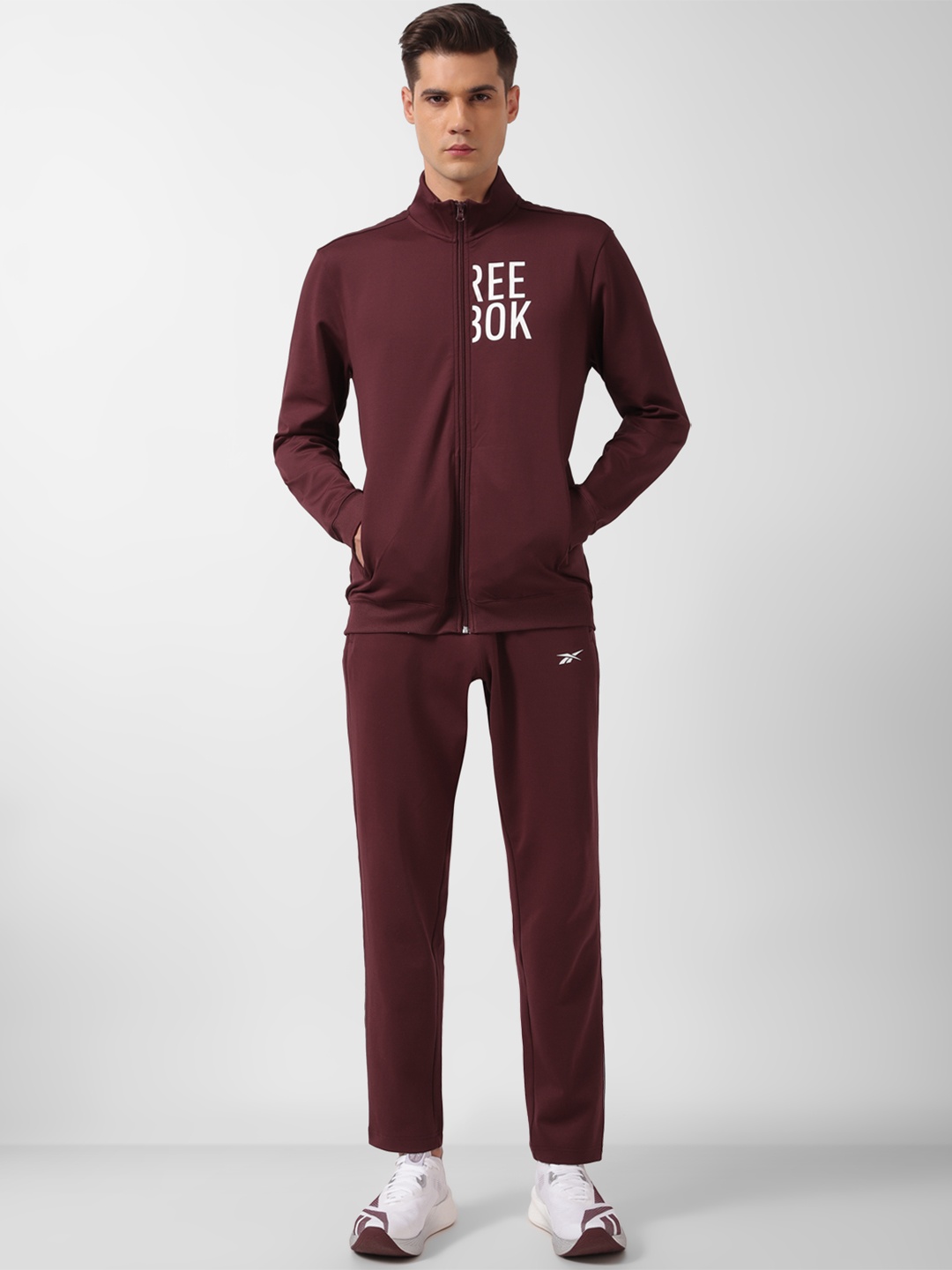 

Reebok Brand Logo Printed Mid-Rise Tracksuits, Maroon