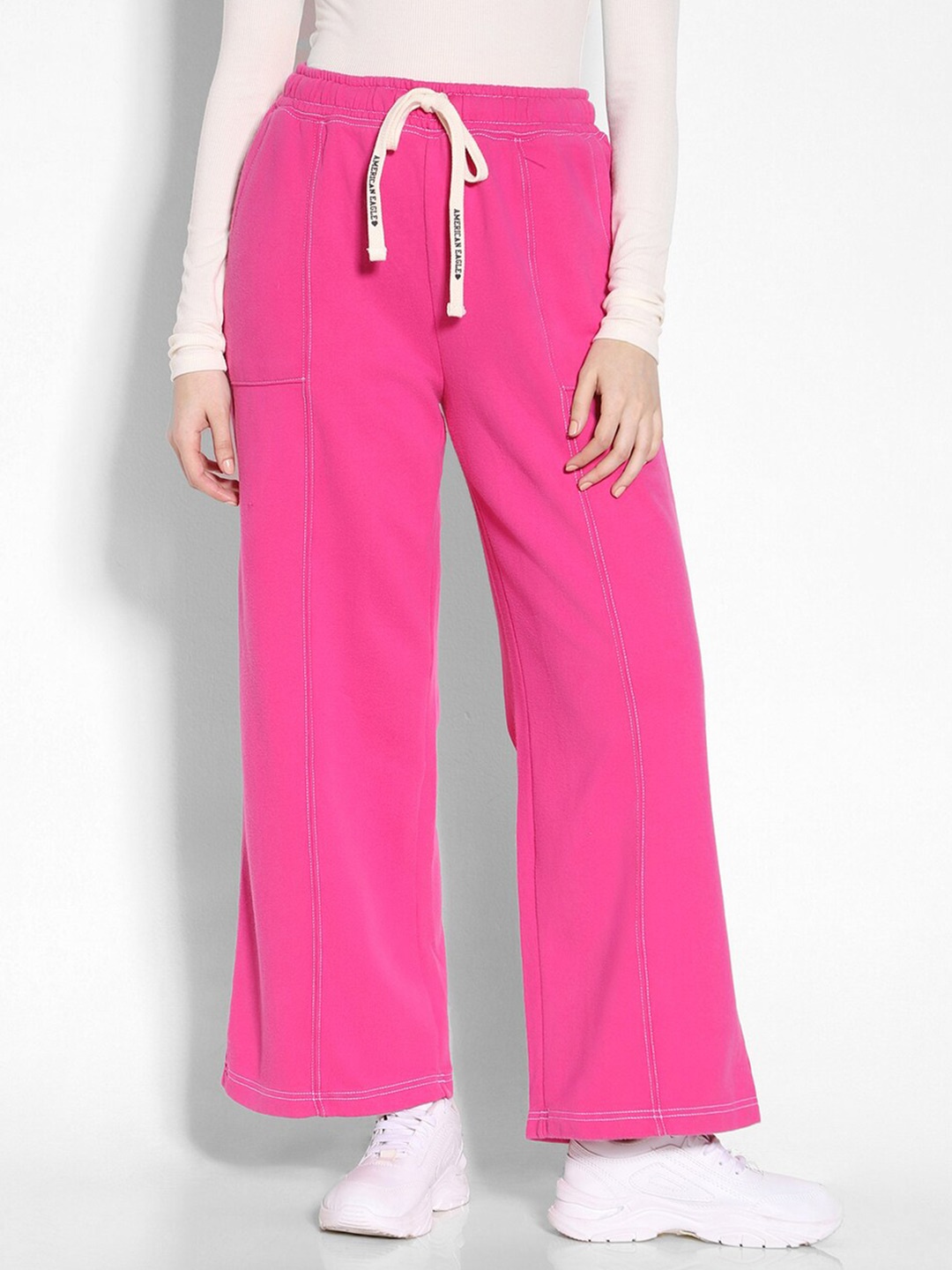 

AMERICAN EAGLE OUTFITTERS Women Mid-Rise Wide-Leg Sweatpant, Pink