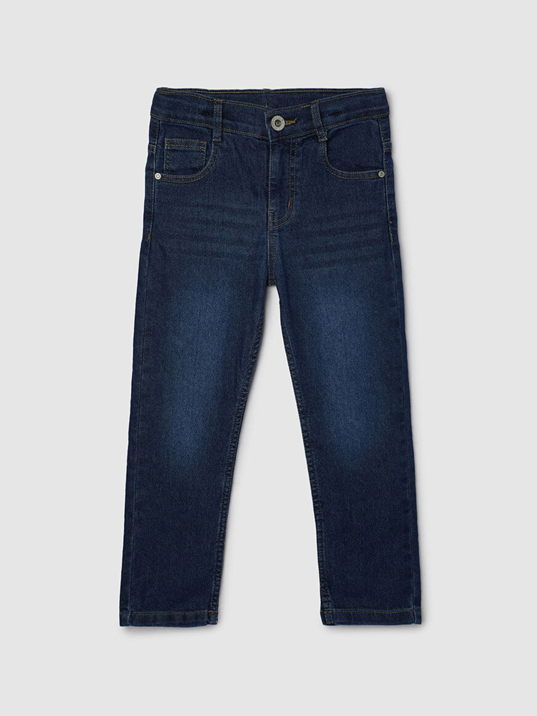 

max Boys Clean Look Light Fade Mid-Rise Stretchable Jeans, Navy blue