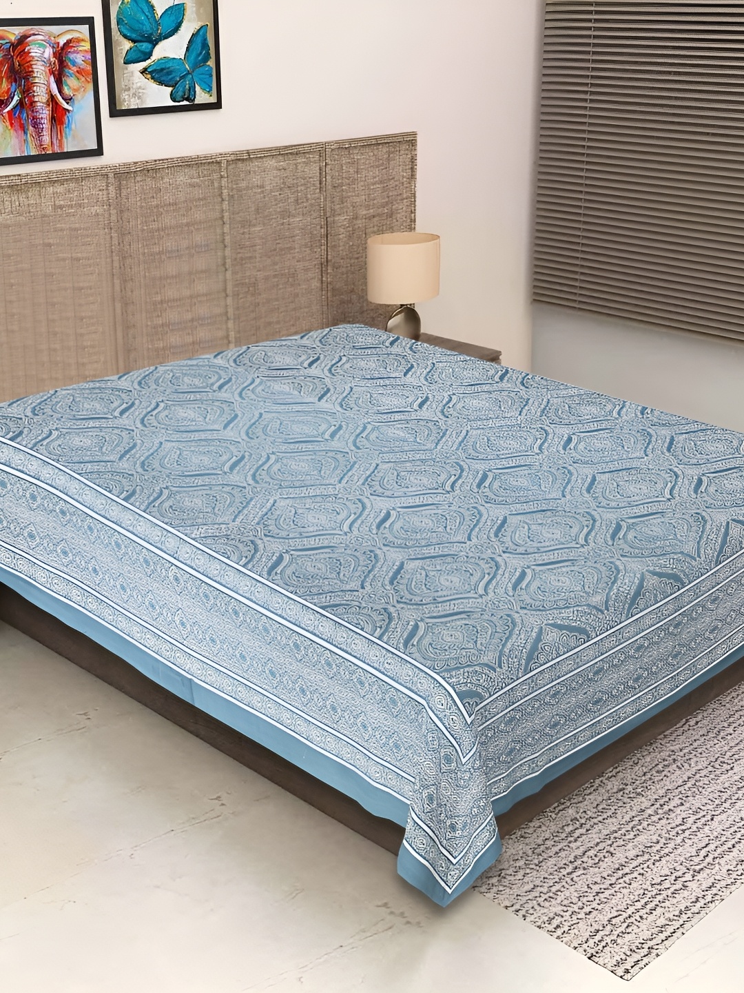 

Texstylers Blue Floral 250 TC Single Bedsheet with Pillow Covers