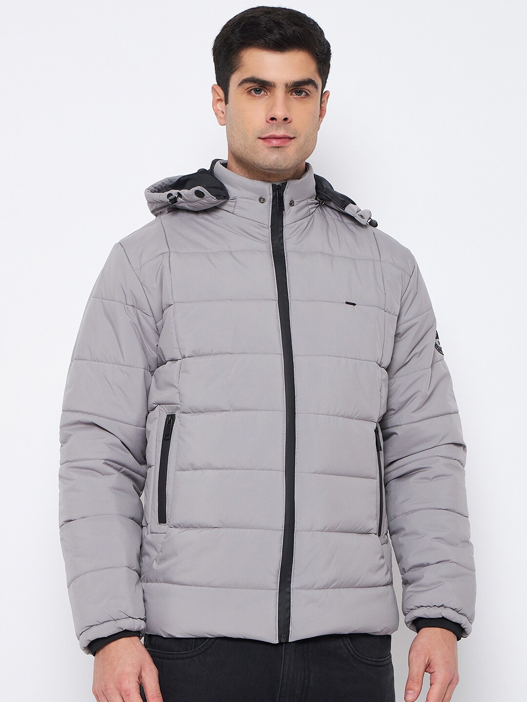 

Okane Hooded Neck Long Sleeves Zip Detail Lightweight Puffer Jacket, Grey