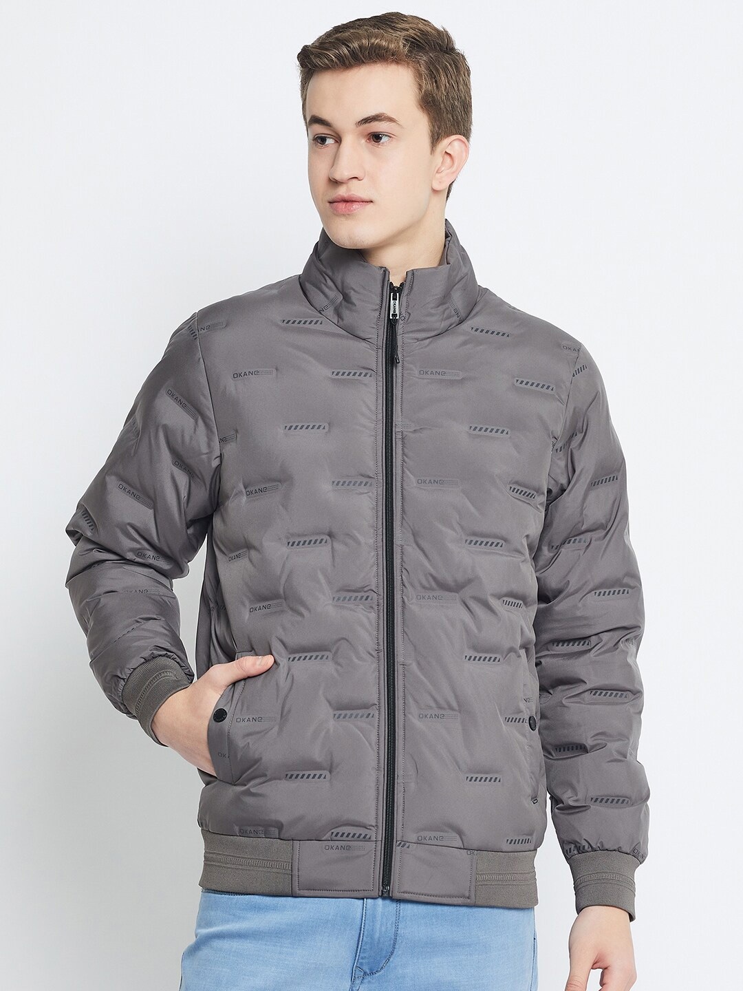 

Okane Mock Collar Lightweight Padded Jacket, Grey