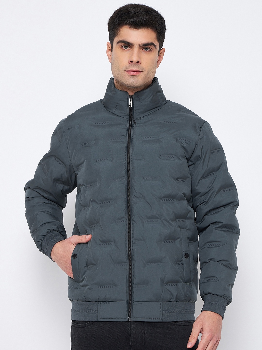 

Okane Mock Collar Long Sleeves Lightweight Puffer Jacket, Olive
