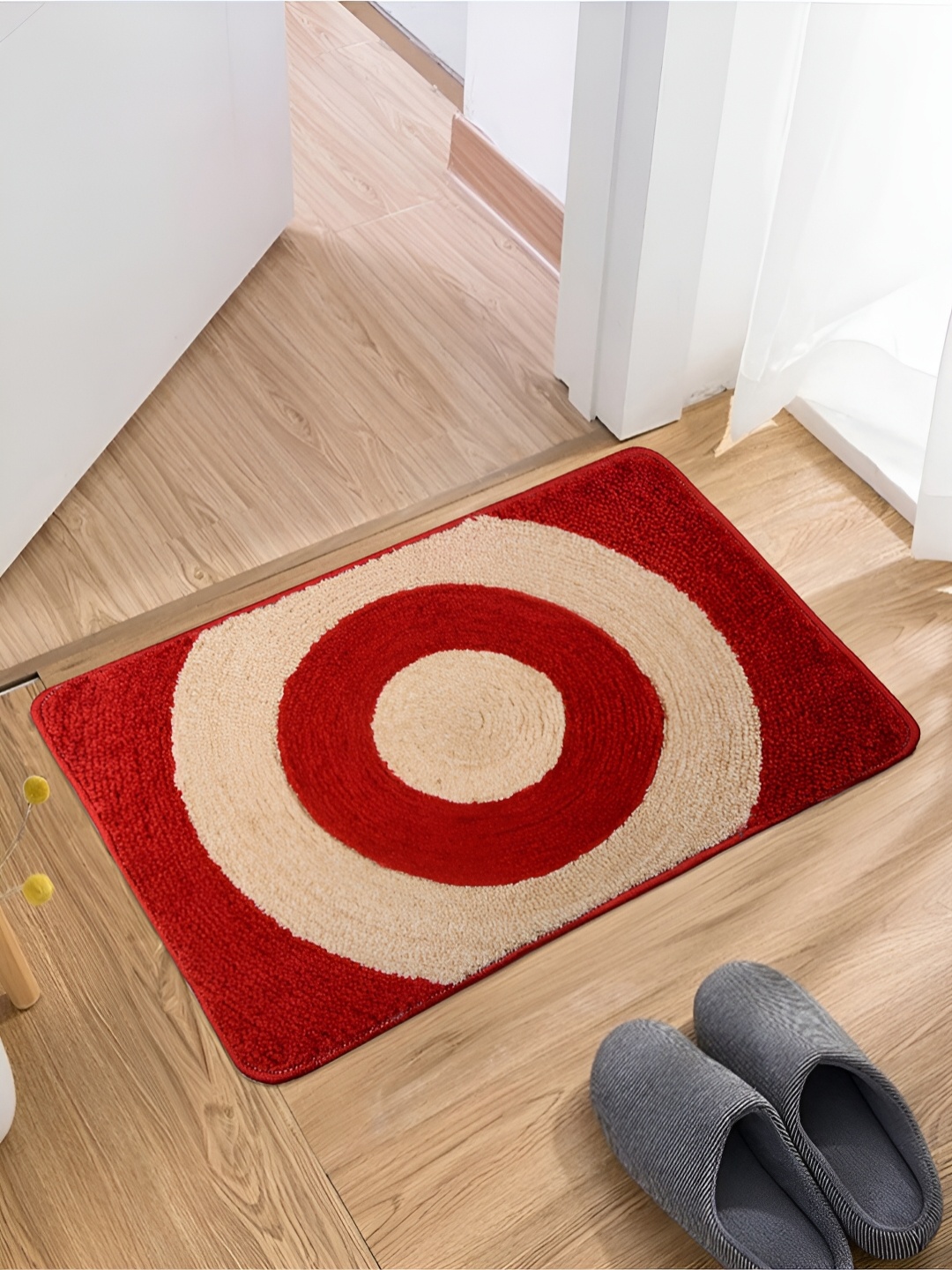 

Kuber Industries Red & Beige 2-Pcs Cotton Doormats