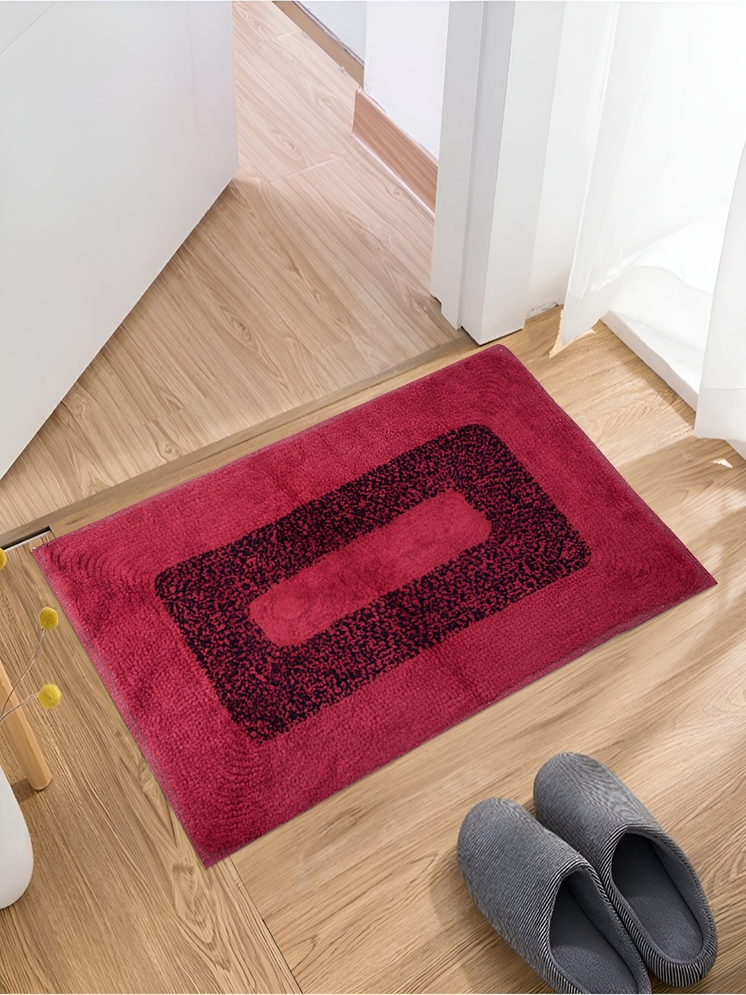 

Kuber Industries Red & Green 3 Pcs Cotton Rectangular Doormats