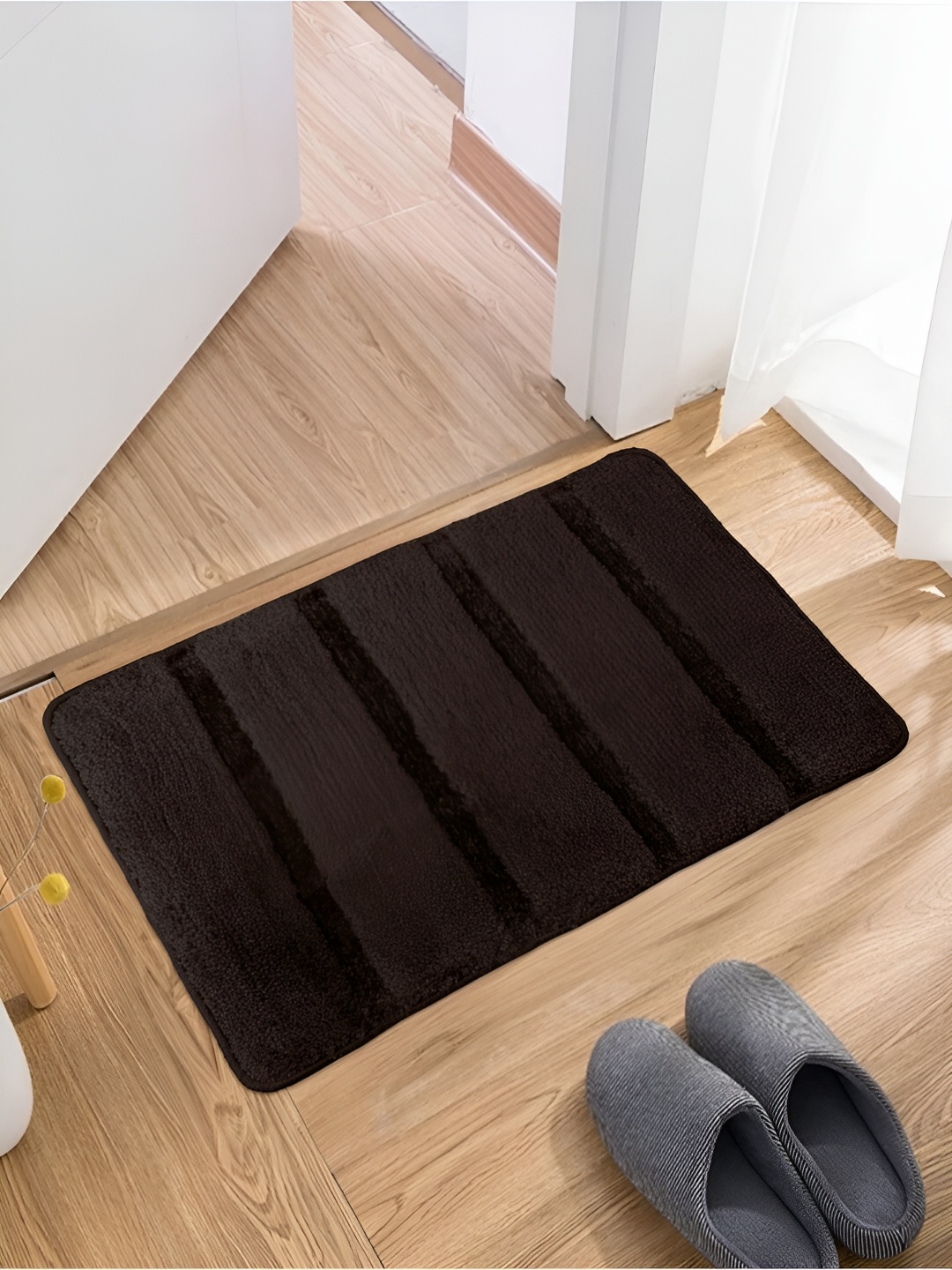 

Kuber Industries Brown 2-Pcs Striped Cotton Doormats