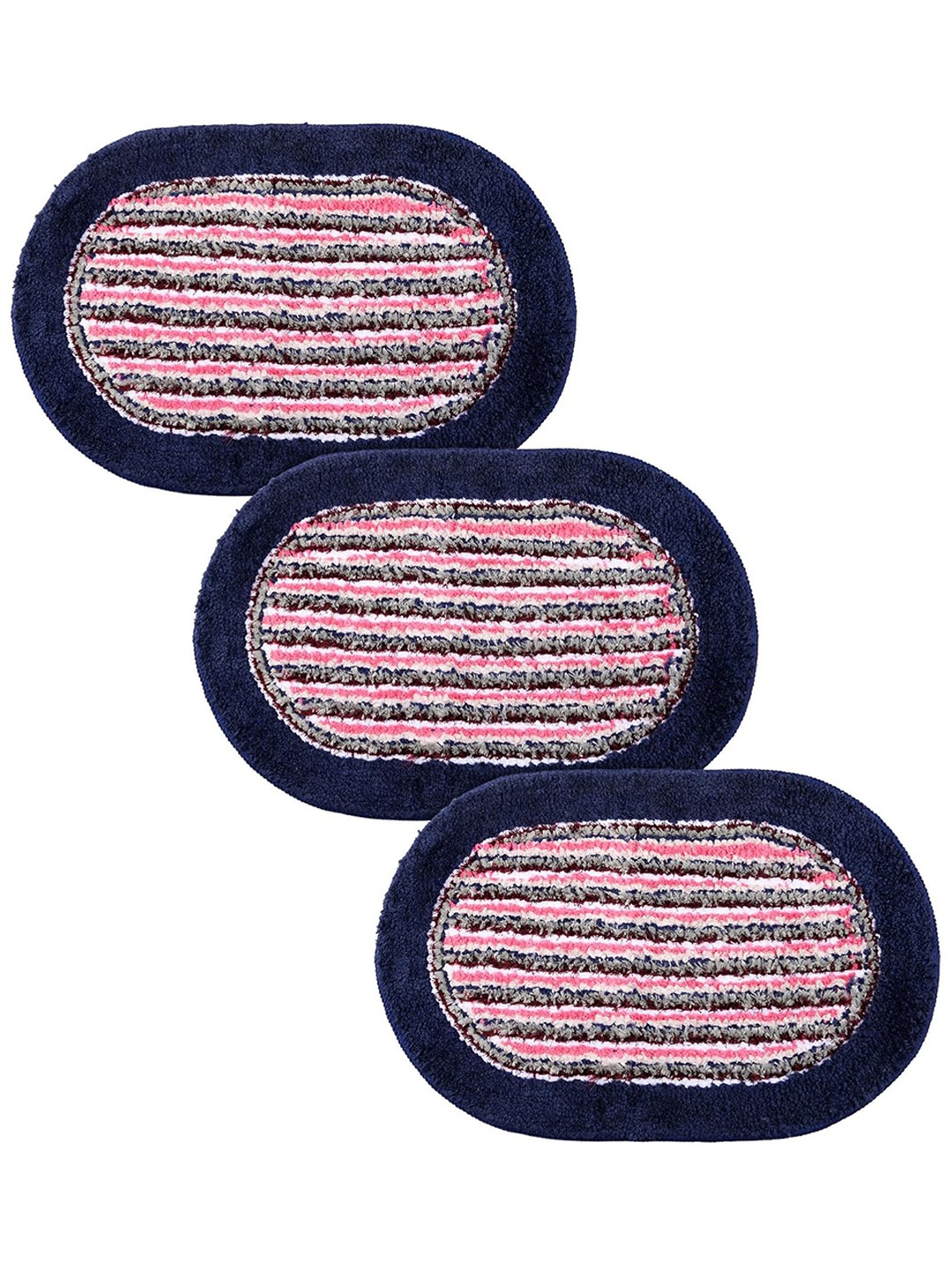 

Kuber Industries Blue & Pink 2 Pieces Striped Anti-Skid Moisture Resistant Cotton Doormats