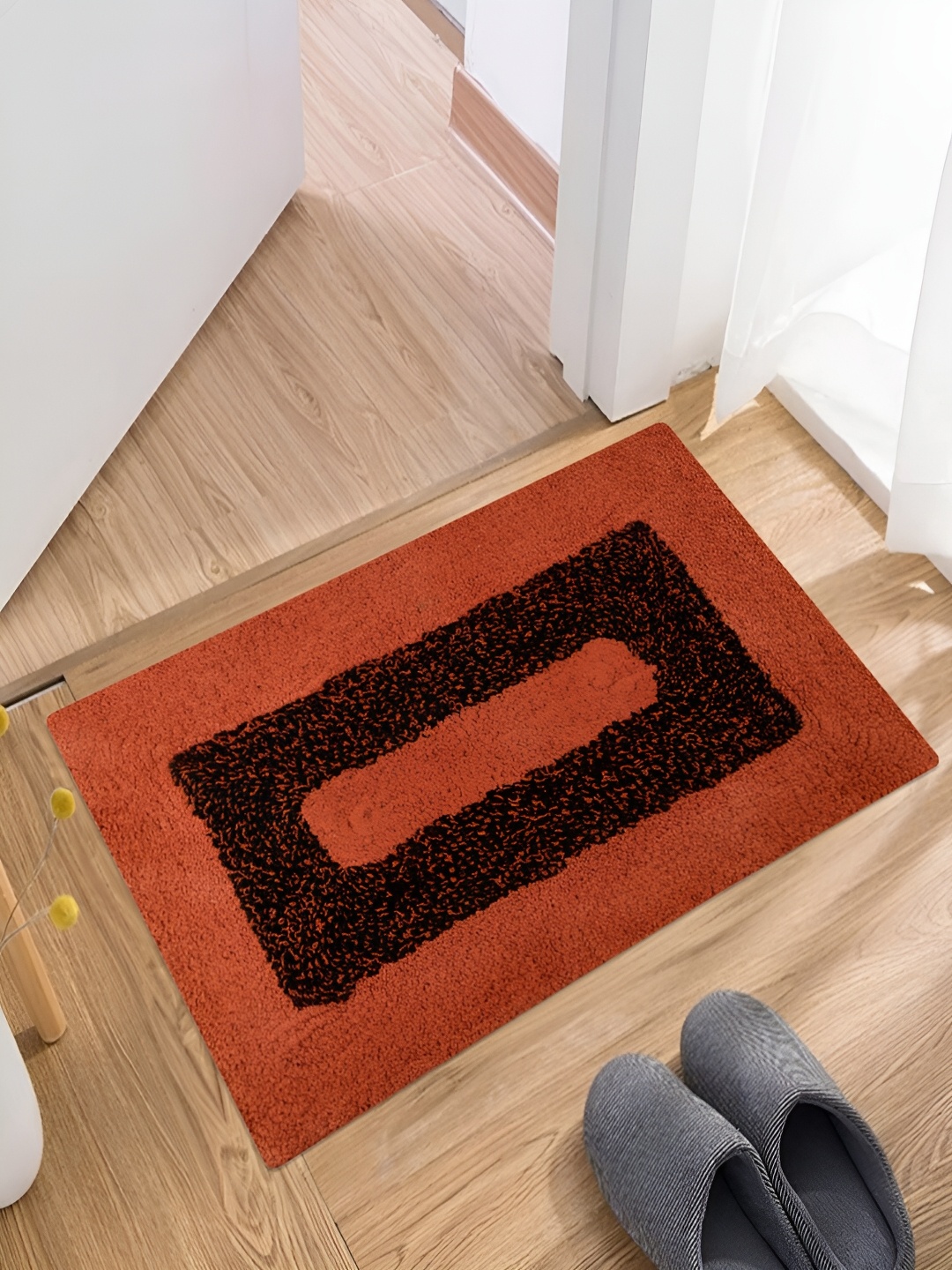 

Kuber Industries Green & Orange 3-pcs Cotton Doormats