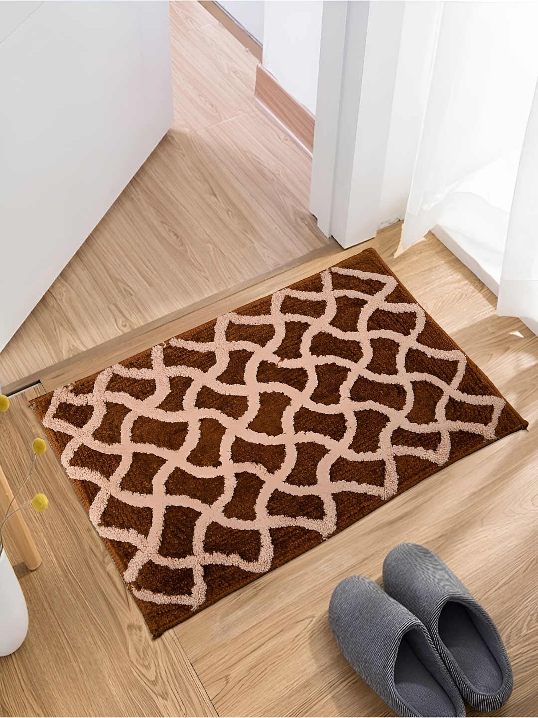 

Kuber Industries Brown 2-Pcs Printed Cotton Doormats