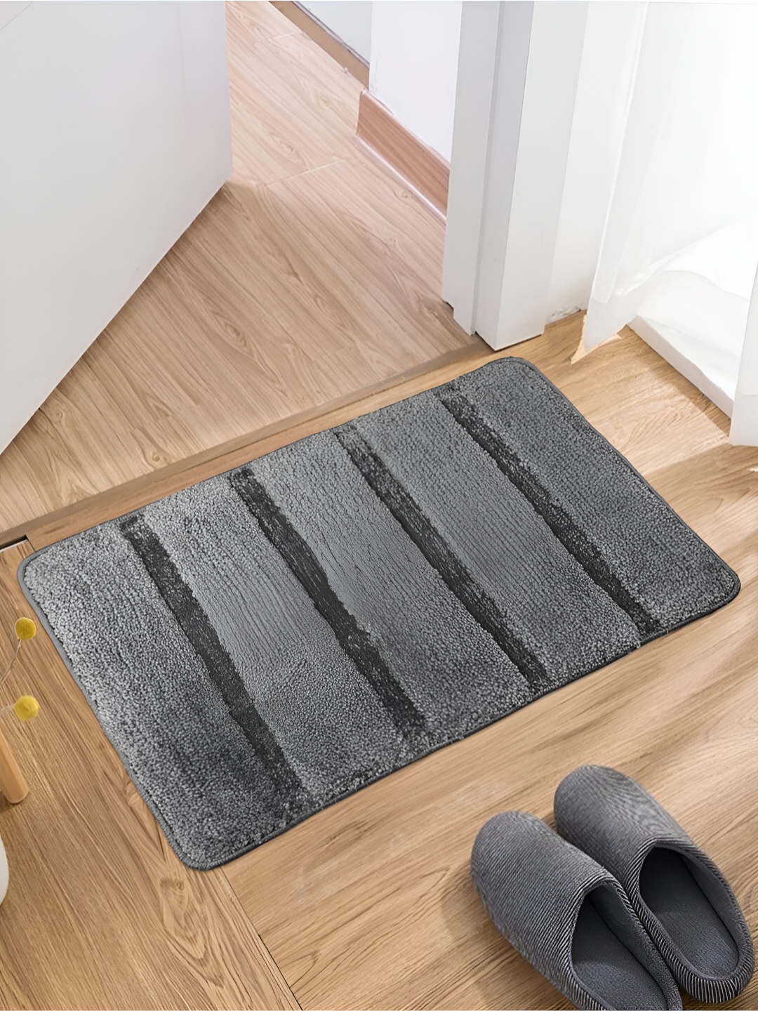 

Kuber Industries Grey & Brown 2-Pcs Striped Cotton Doormats