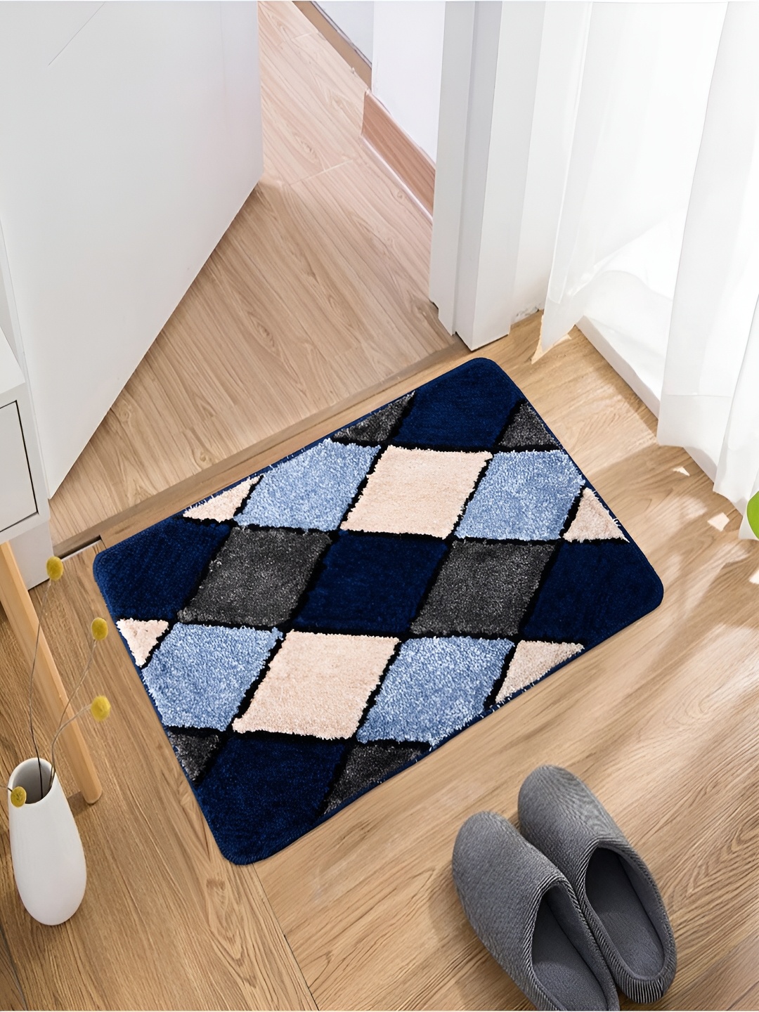 

Kuber Industries Blue & Beige 2-pcs Cotton Doormats