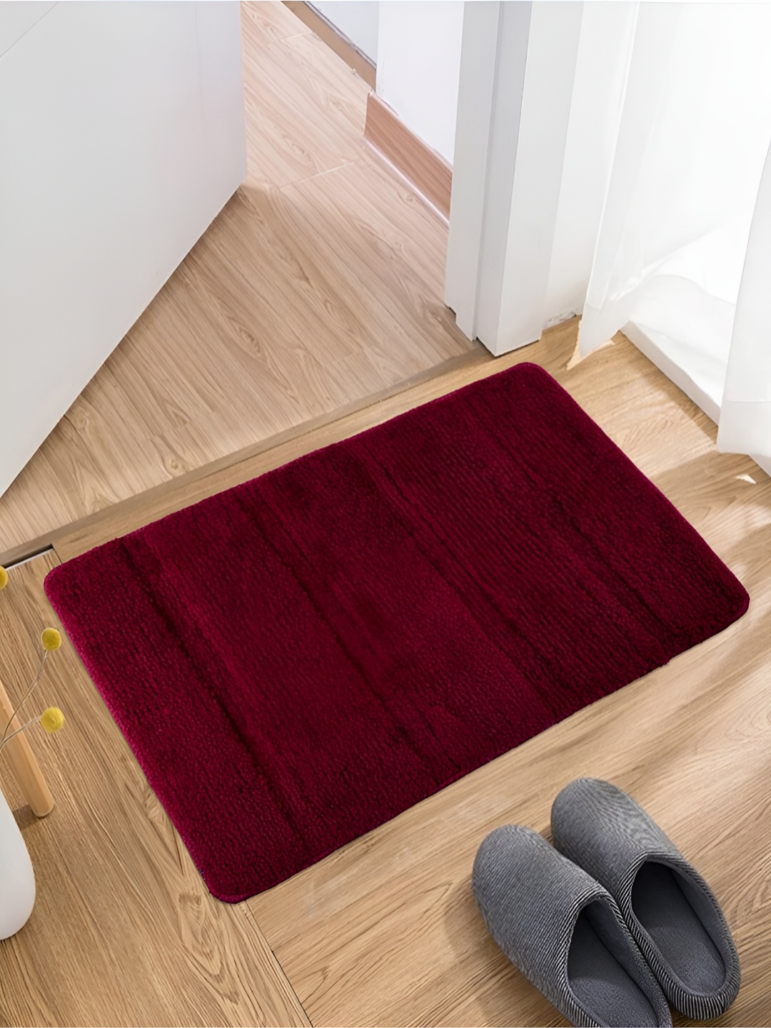 

Kuber Industries Grey & Maroon 2-Pcs Cotton Doormats