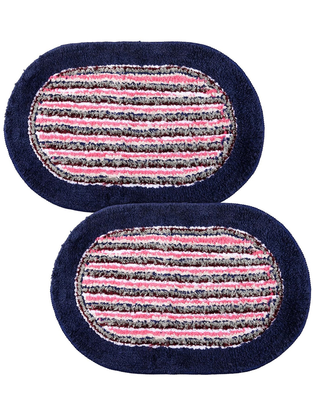 

Kuber Industries Pink & Blue 2-Pcs Striped Cotton Doormats