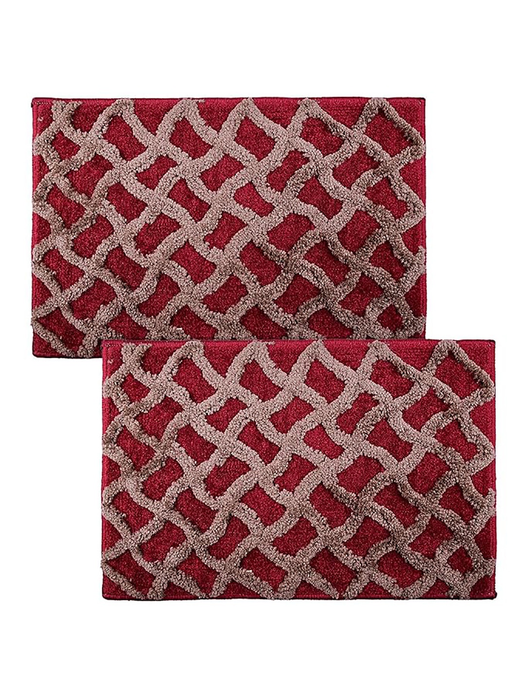 

Kuber Industries Maroon Self-Designed Doormat